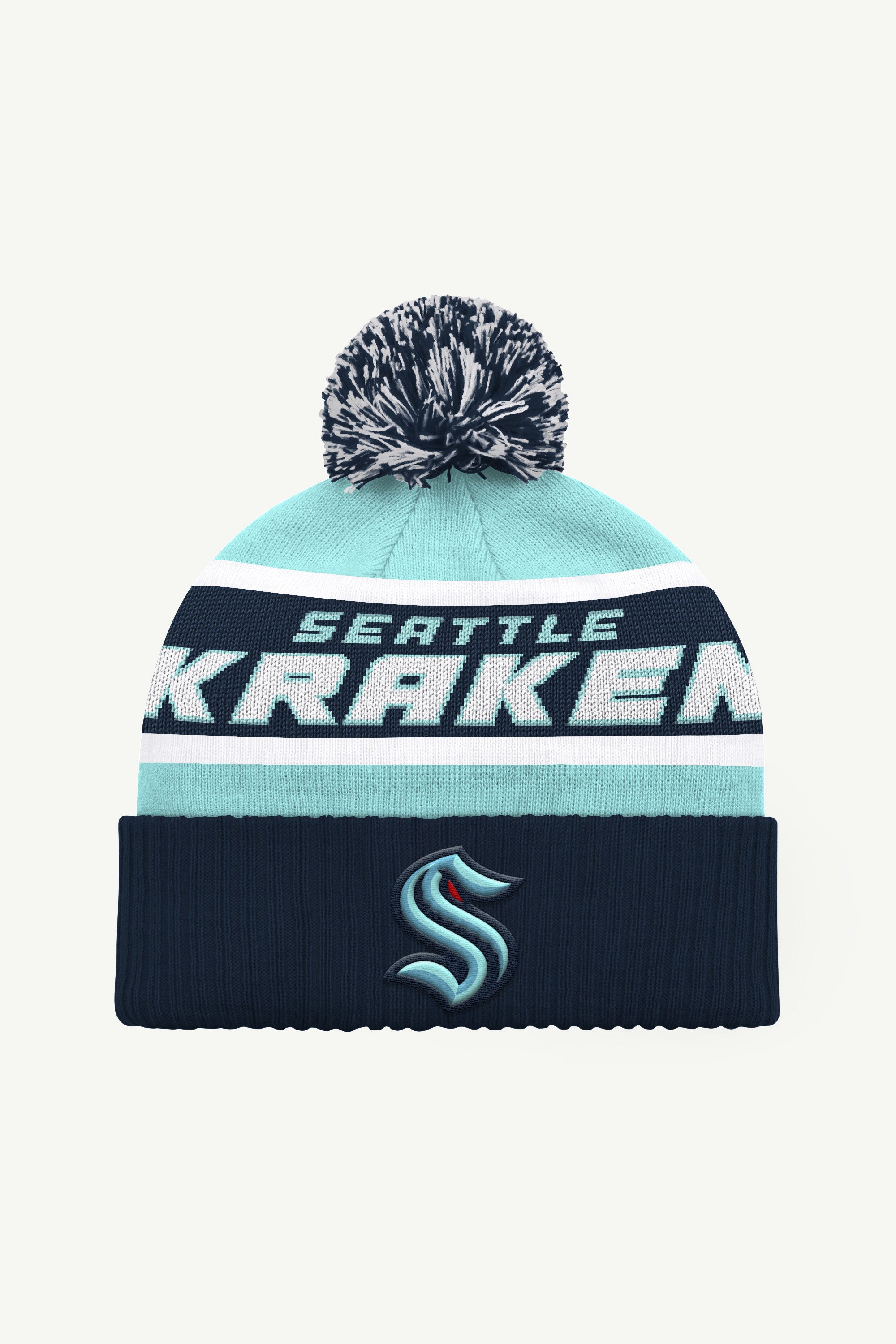 Seattle Kraken beanie Seattle Kraken Natural Cream Bering Cuff Pom Beanie – Simply  main image 2