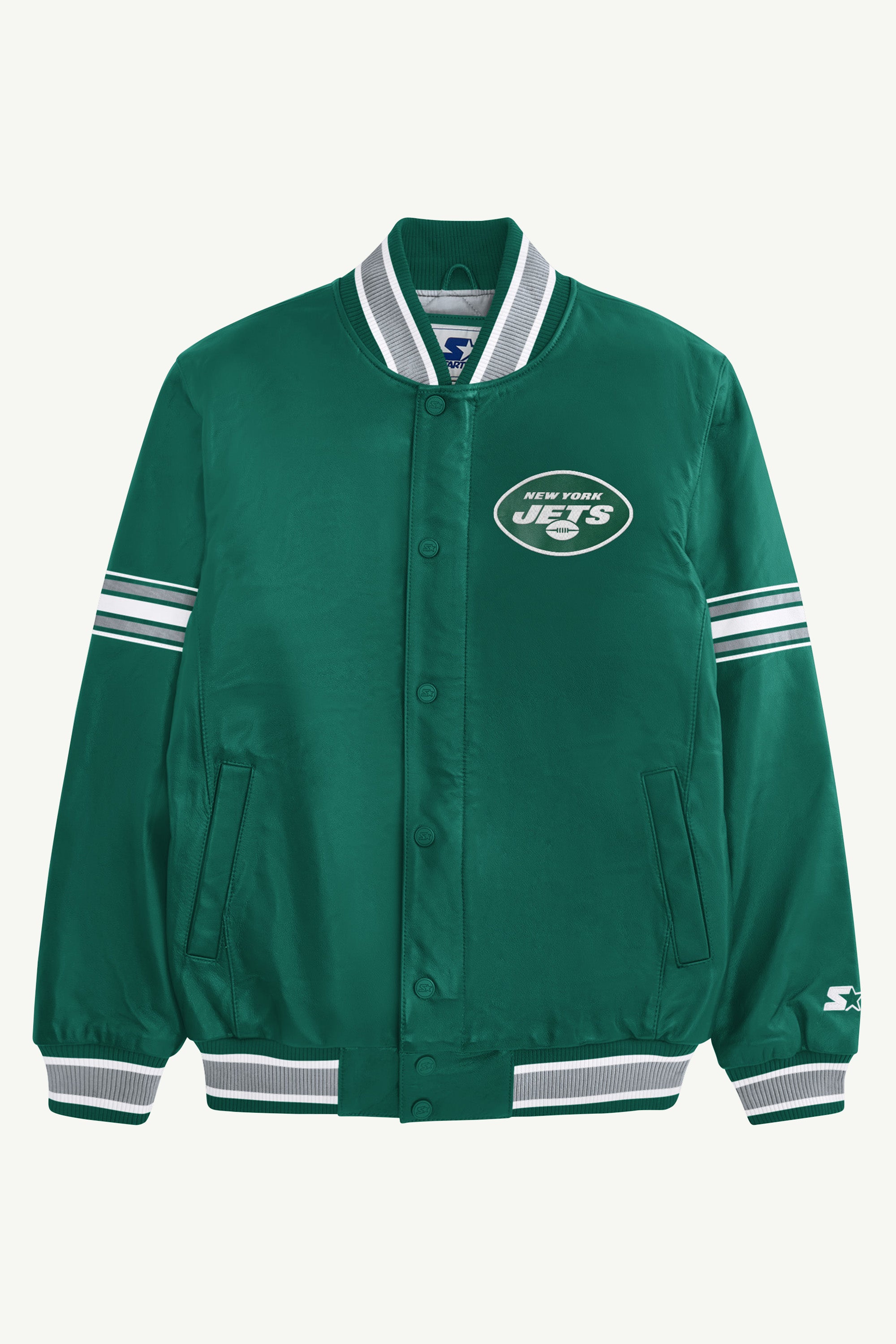 MENS NEW YORK JETS VARSITY LEATHER JACKET View 1 | NFL MENS NEW YORK JETS VARSITY LEATHER JACKET View 1 | NFL