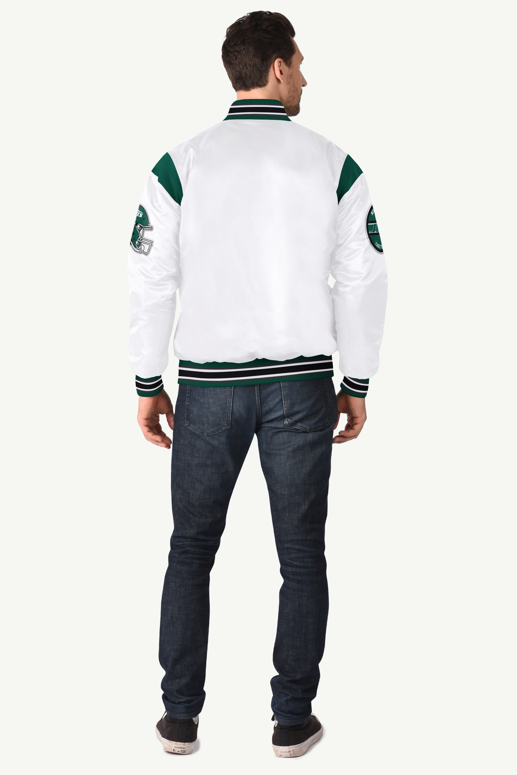 MENS NEW YORK JETS SATIN VARSITY JACKET View 2 | New York Jets