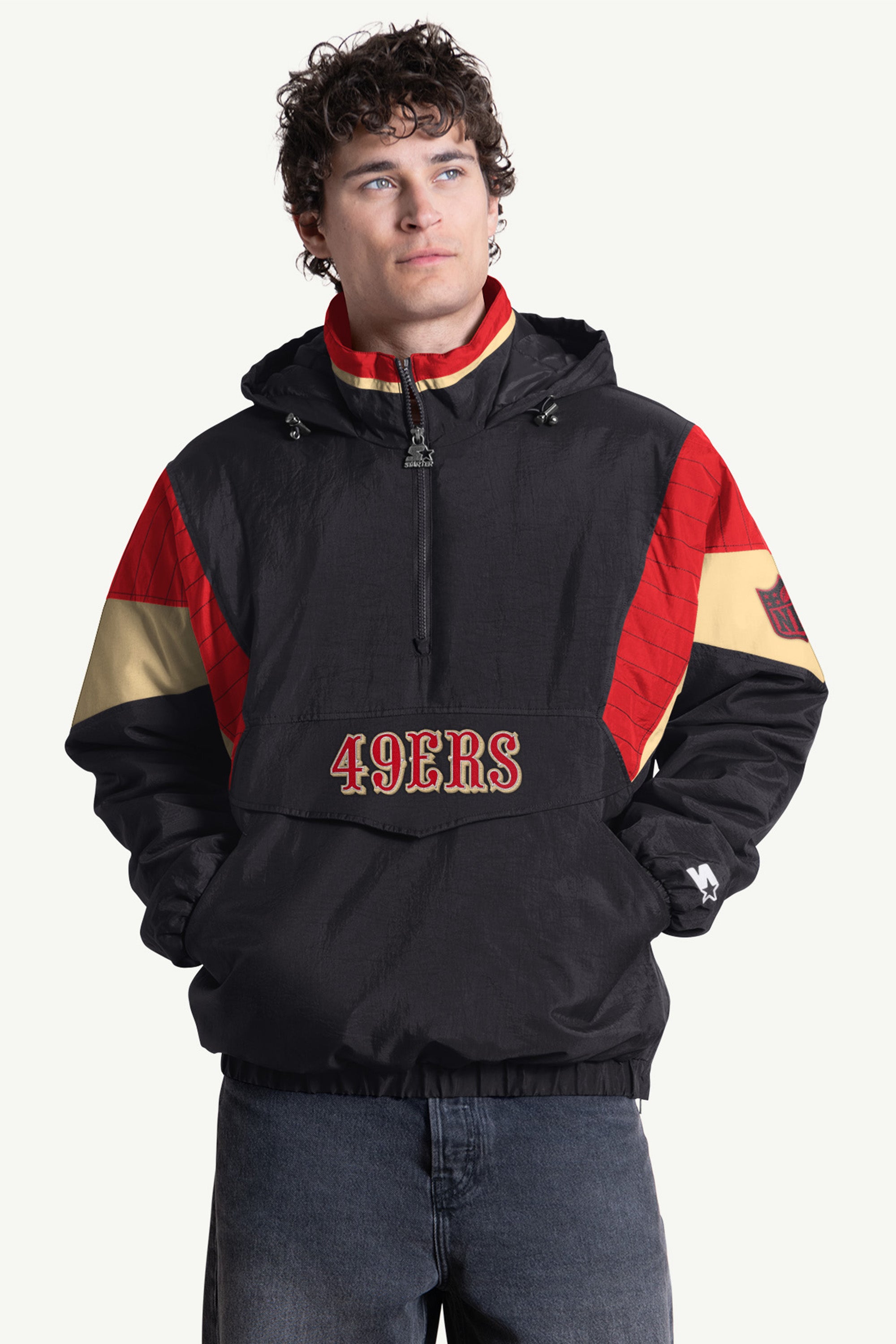 STARTER NFL San Francisco 49ers ハーフジップ Men's Starter Black San Francisco 49ers Thursday Night