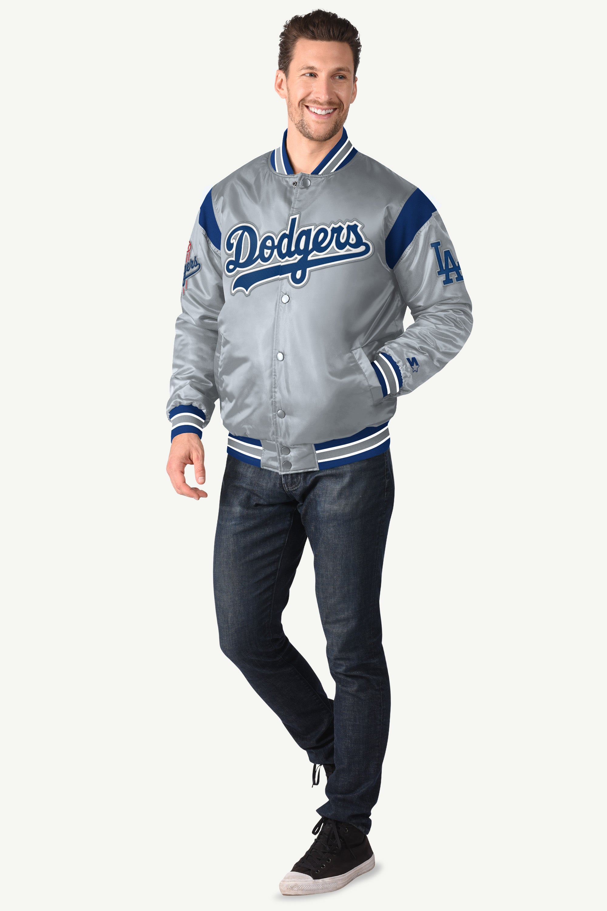MENS LOS ANGELES DODGERS SATIN VARSITY JACKET View 1 | Los Angeles Dodgers
