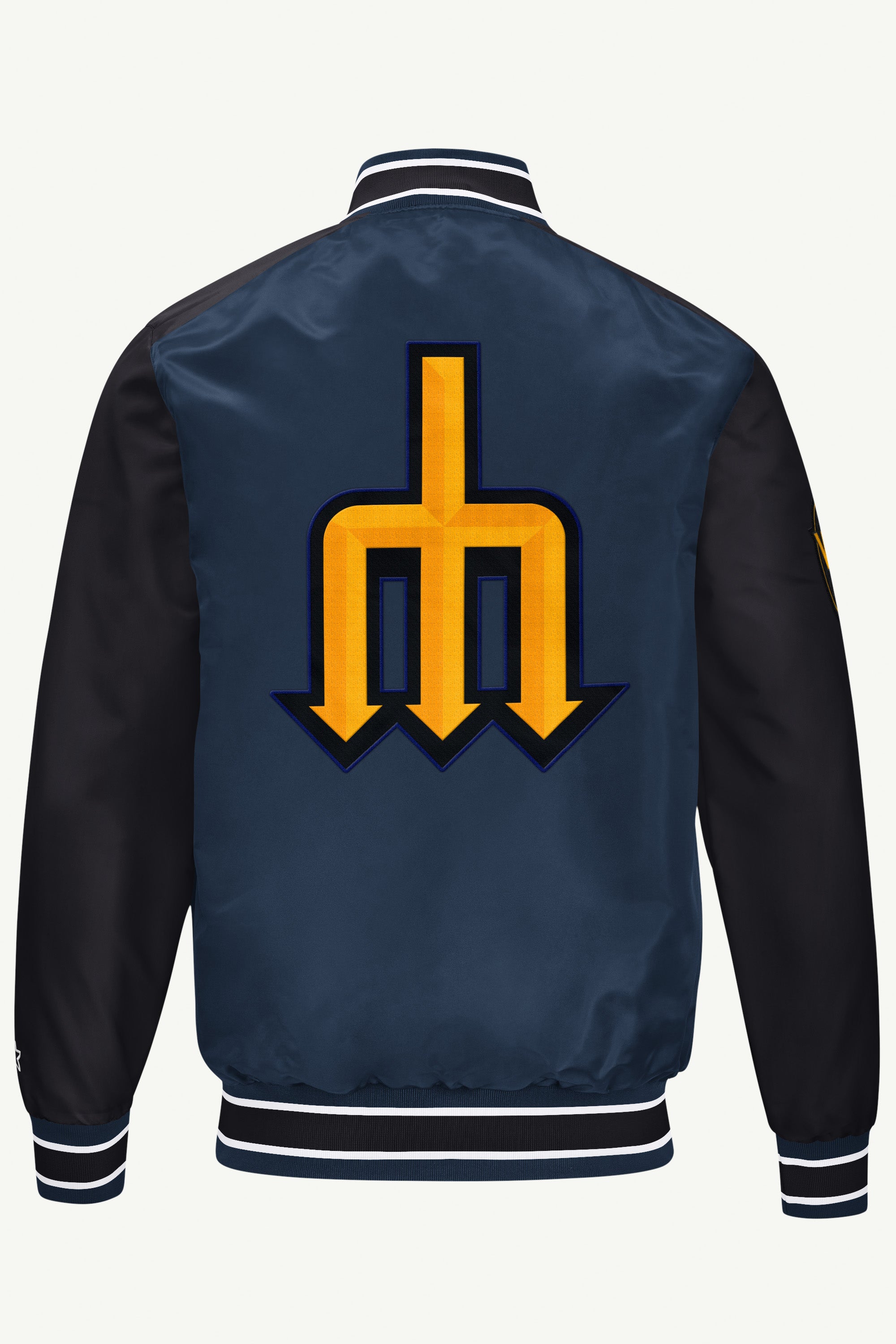 MENS SEATTLE MARINERS SATIN VARSITY JACKET View 2 | STARTER CLASSICS MENS SEATTLE MARINERS SATIN VARSITY JACKET View 2 | STARTER CLASSICS