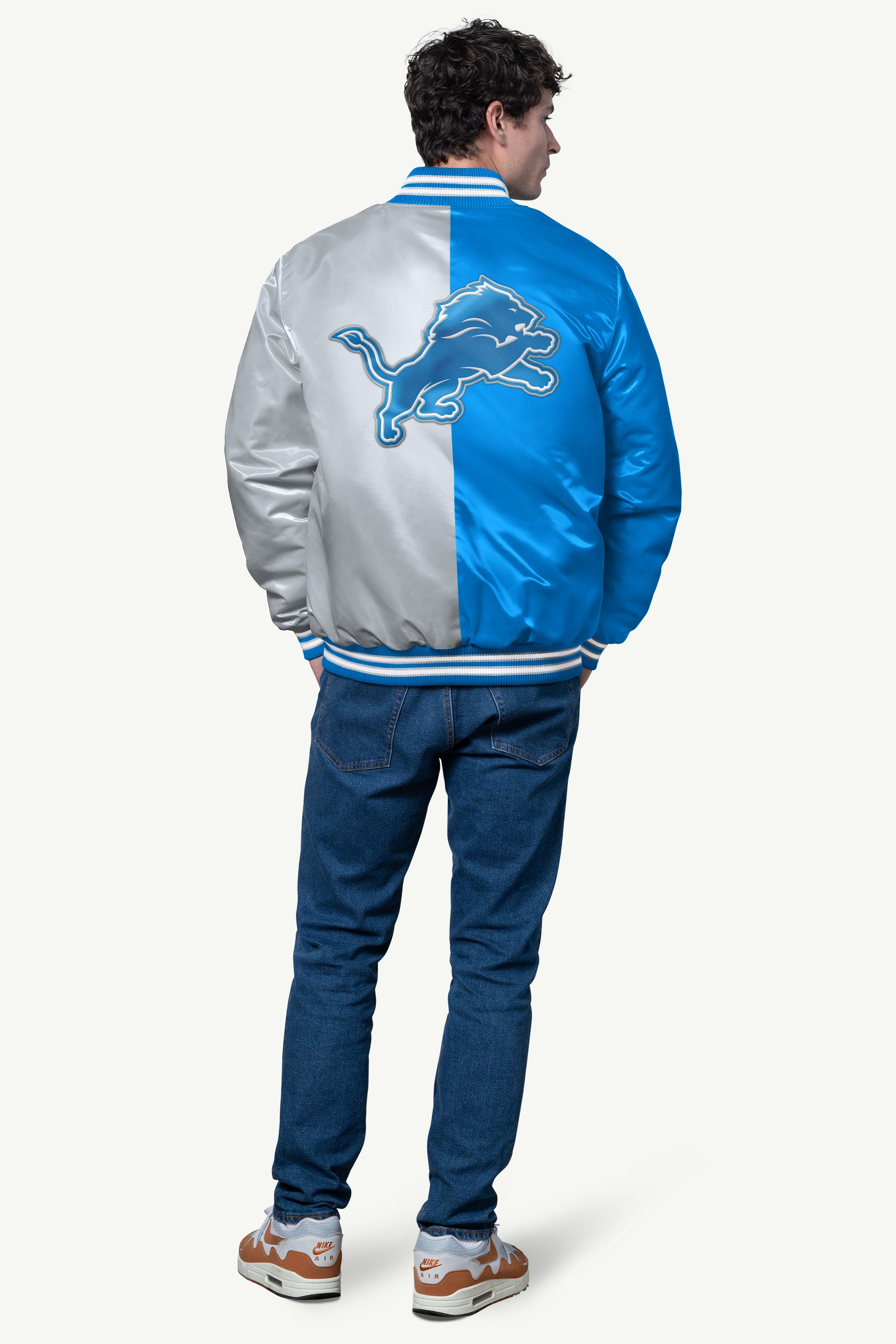 MENS DETROIT LIONS SATIN VARSITY JACKET View 2 | NFL
