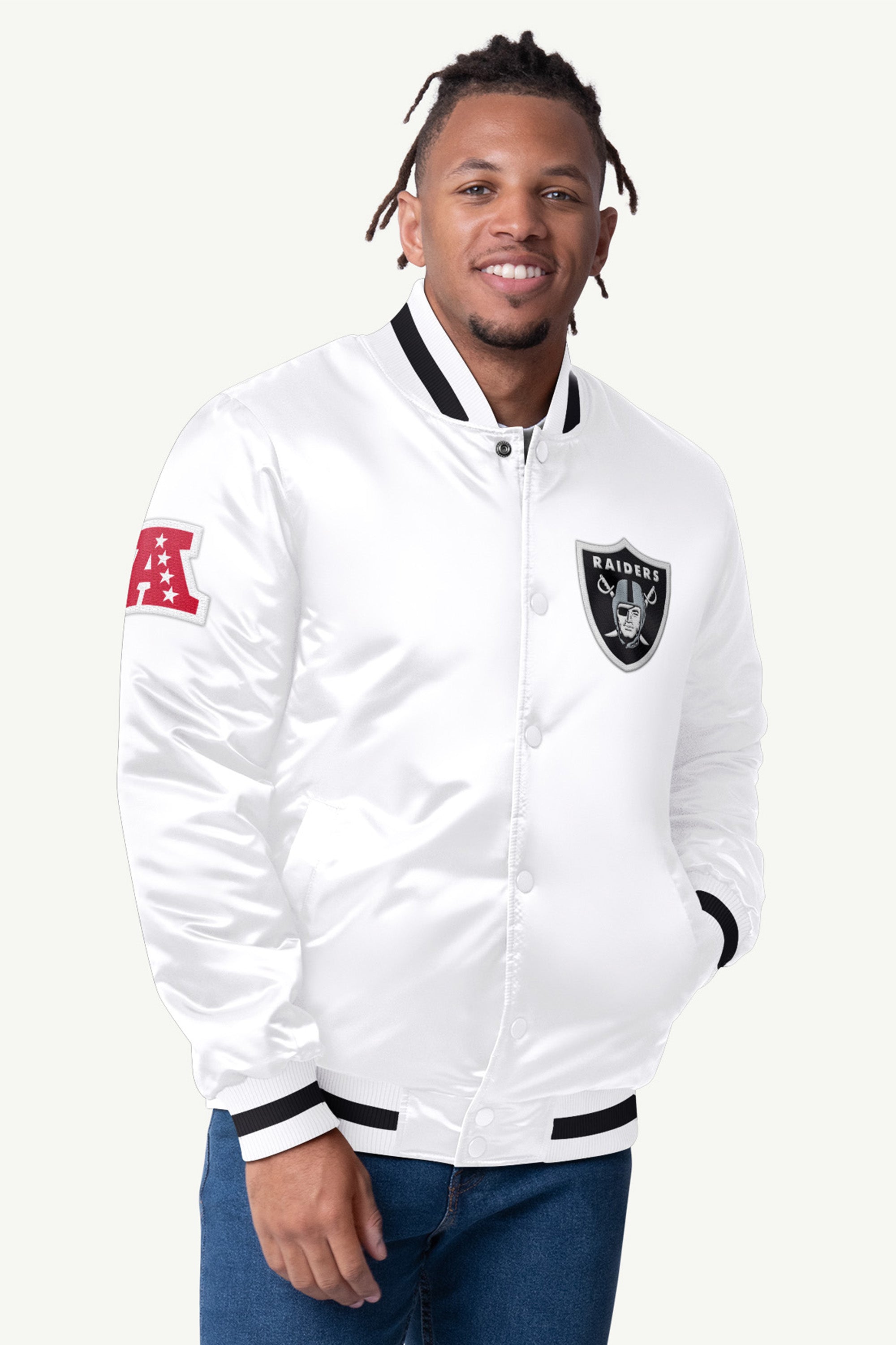 MENS LAS VEGAS RAIDERS SATIN VARISTY JACKET View 1