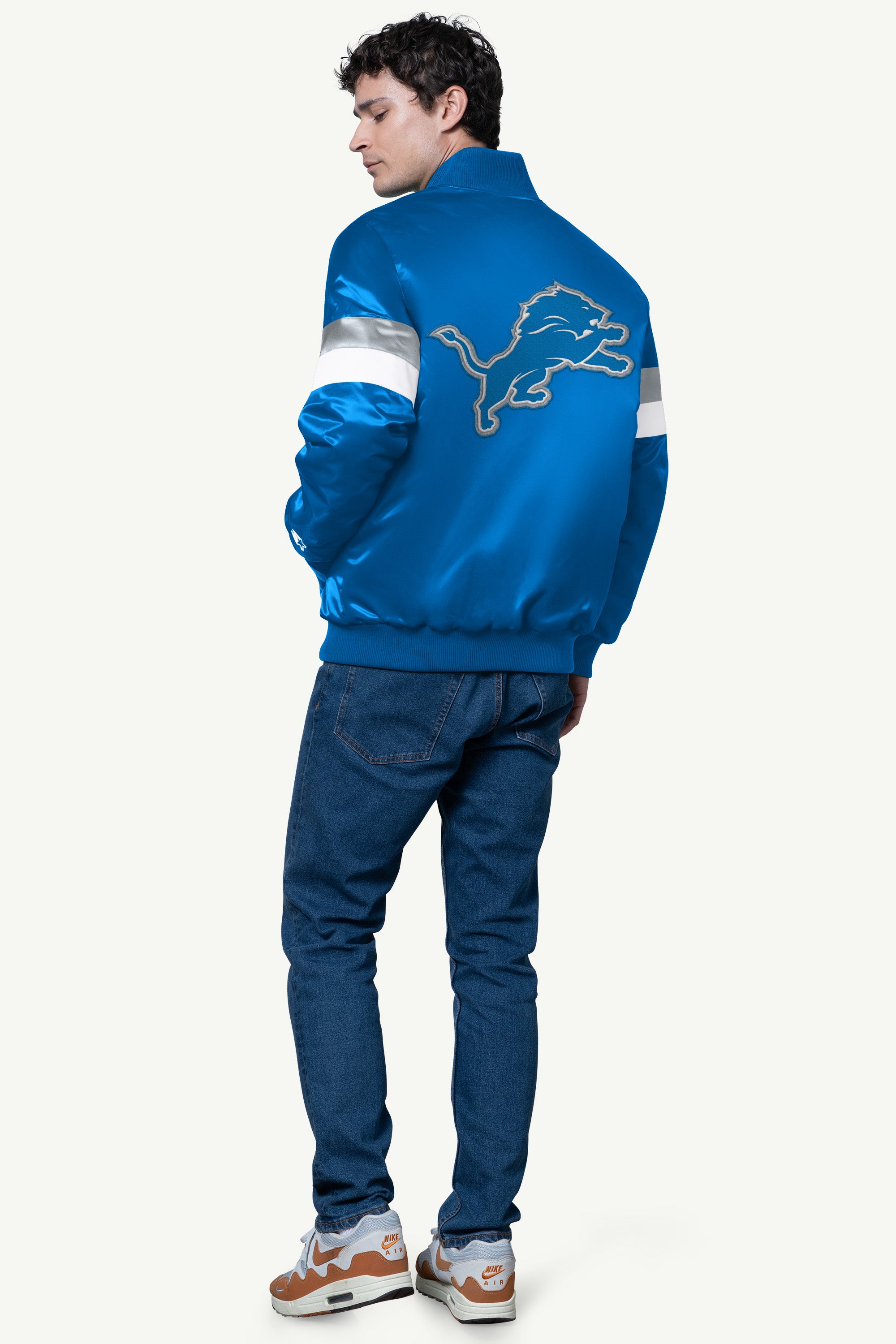 MENS DETROIT LIONS SATIN VARSITY JACKET View 2 | Detroit Lions