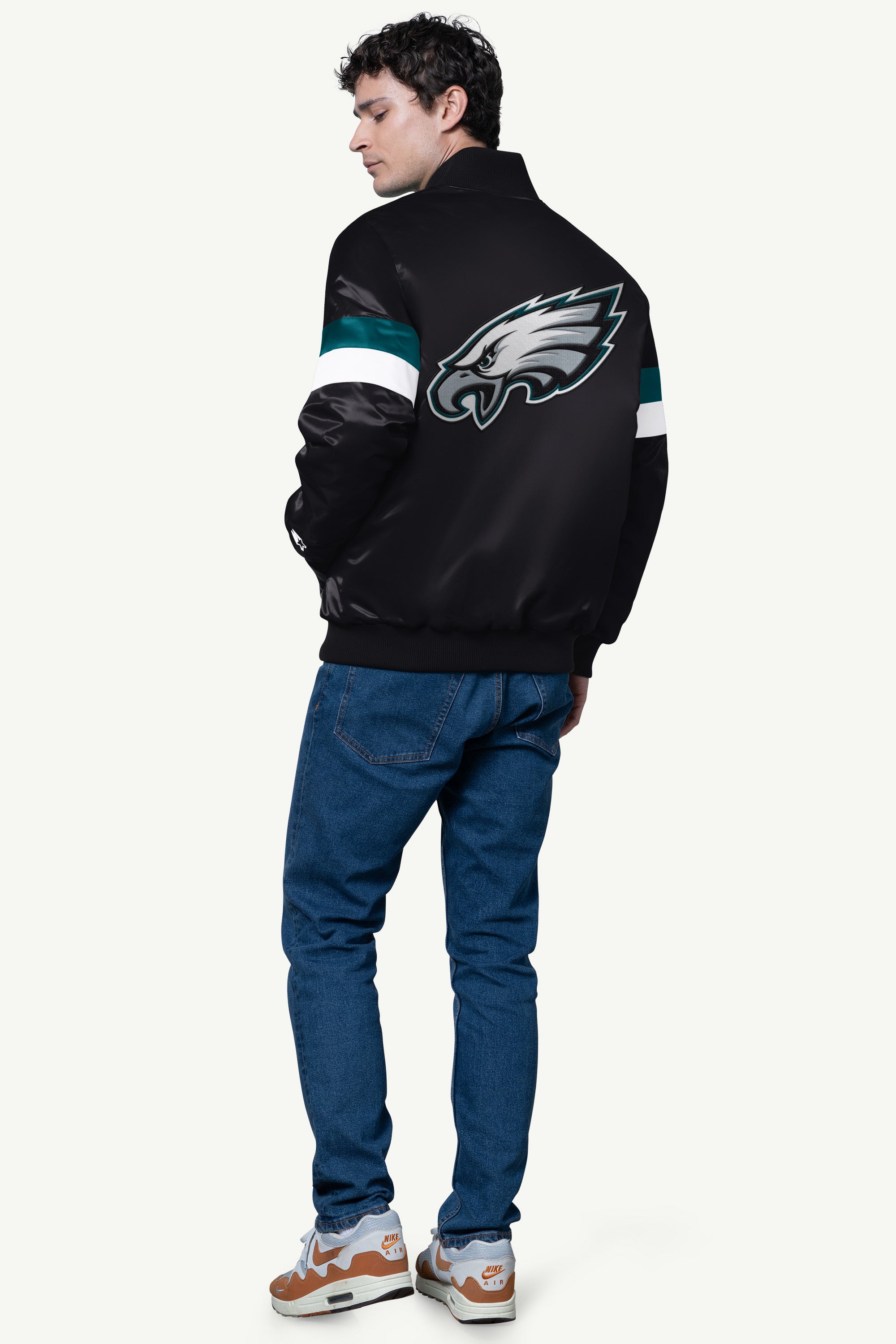MENS PHILADELPHIA EAGLES SATIN VARSITY JACKET View 2