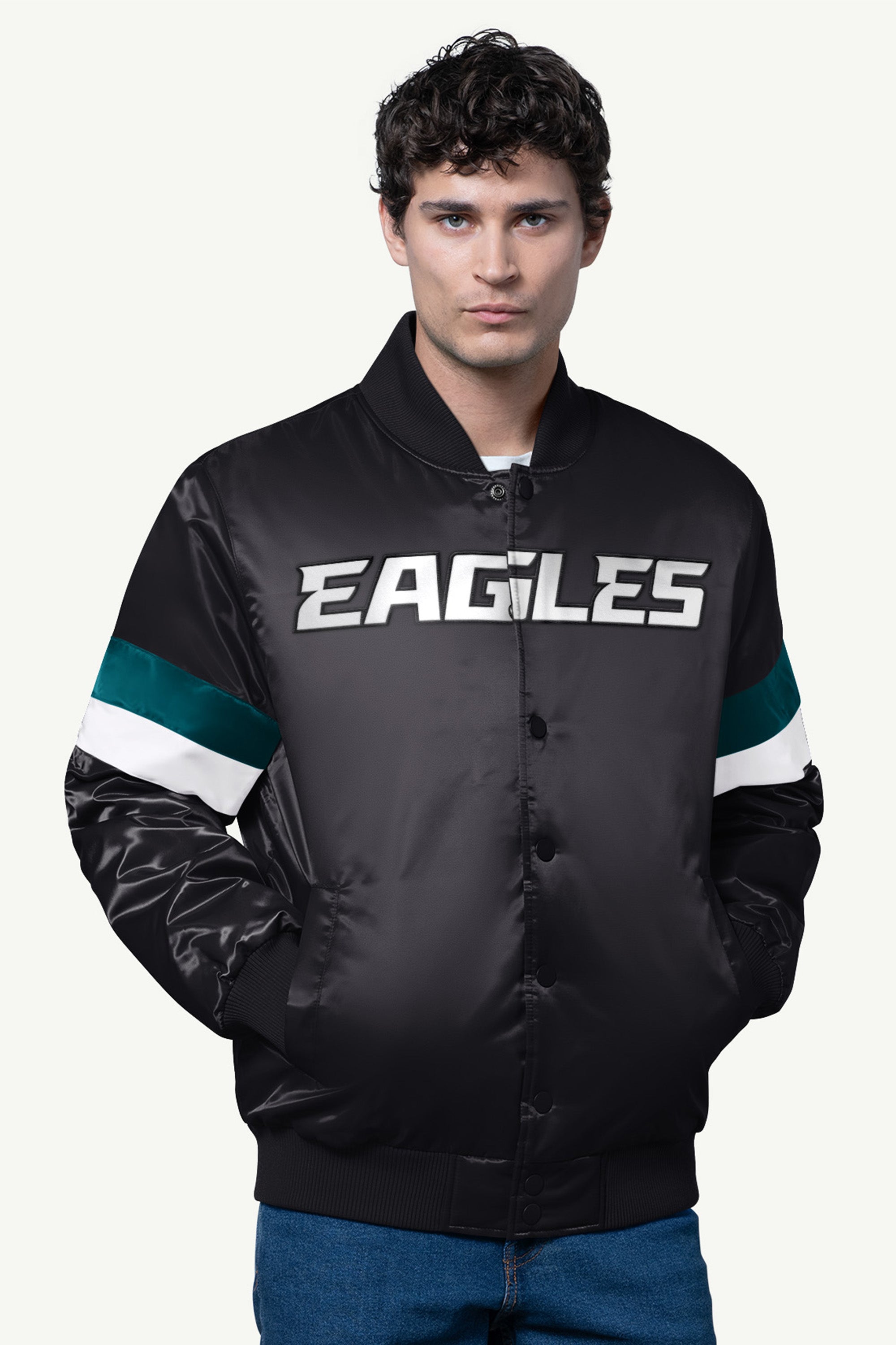 Mens Philadelphia Eagles Satin Varsity Jacket | NFL | Starter