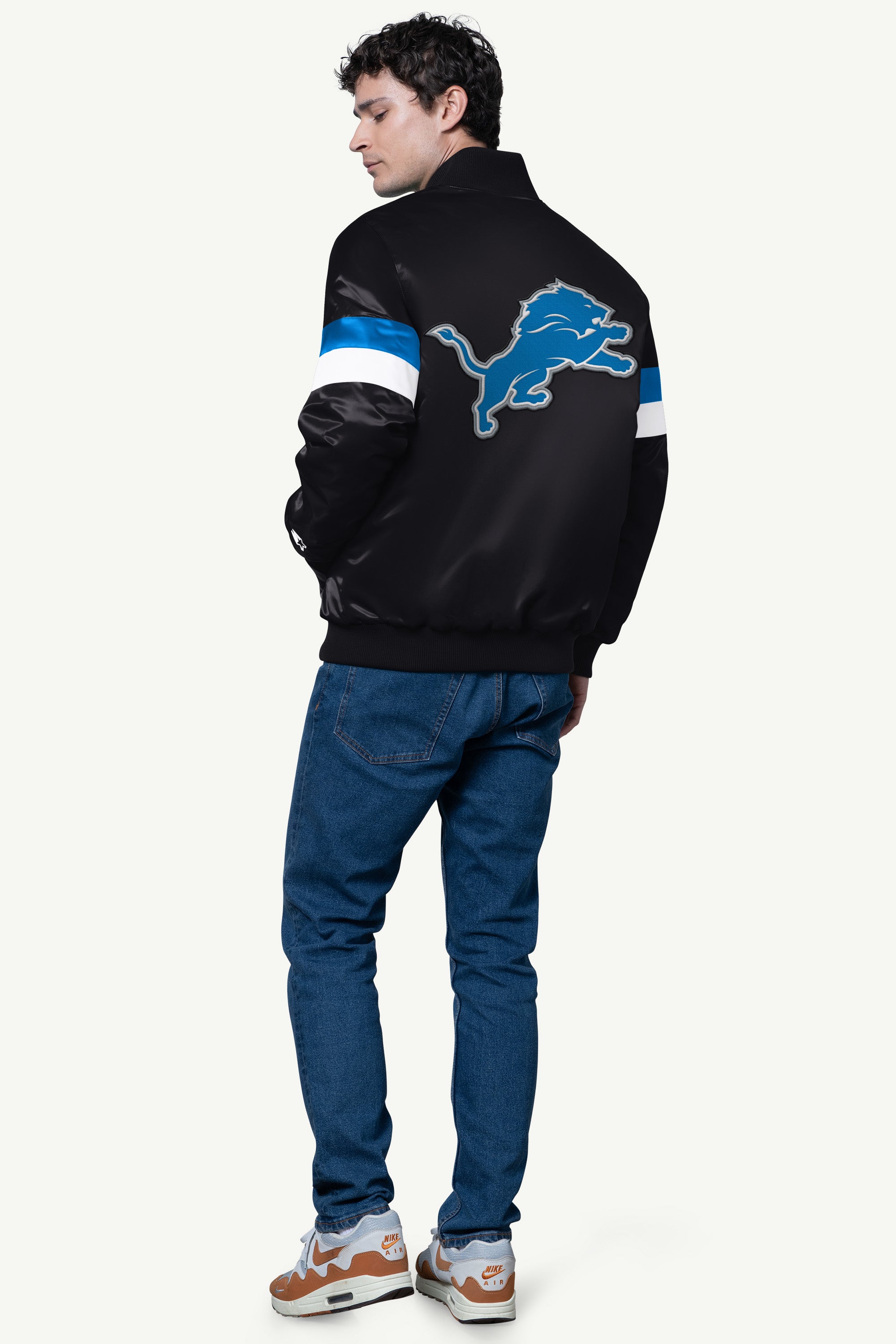 MENS DETROIT LIONS SATIN VARSITY JACKET View 2 | Detroit Lions