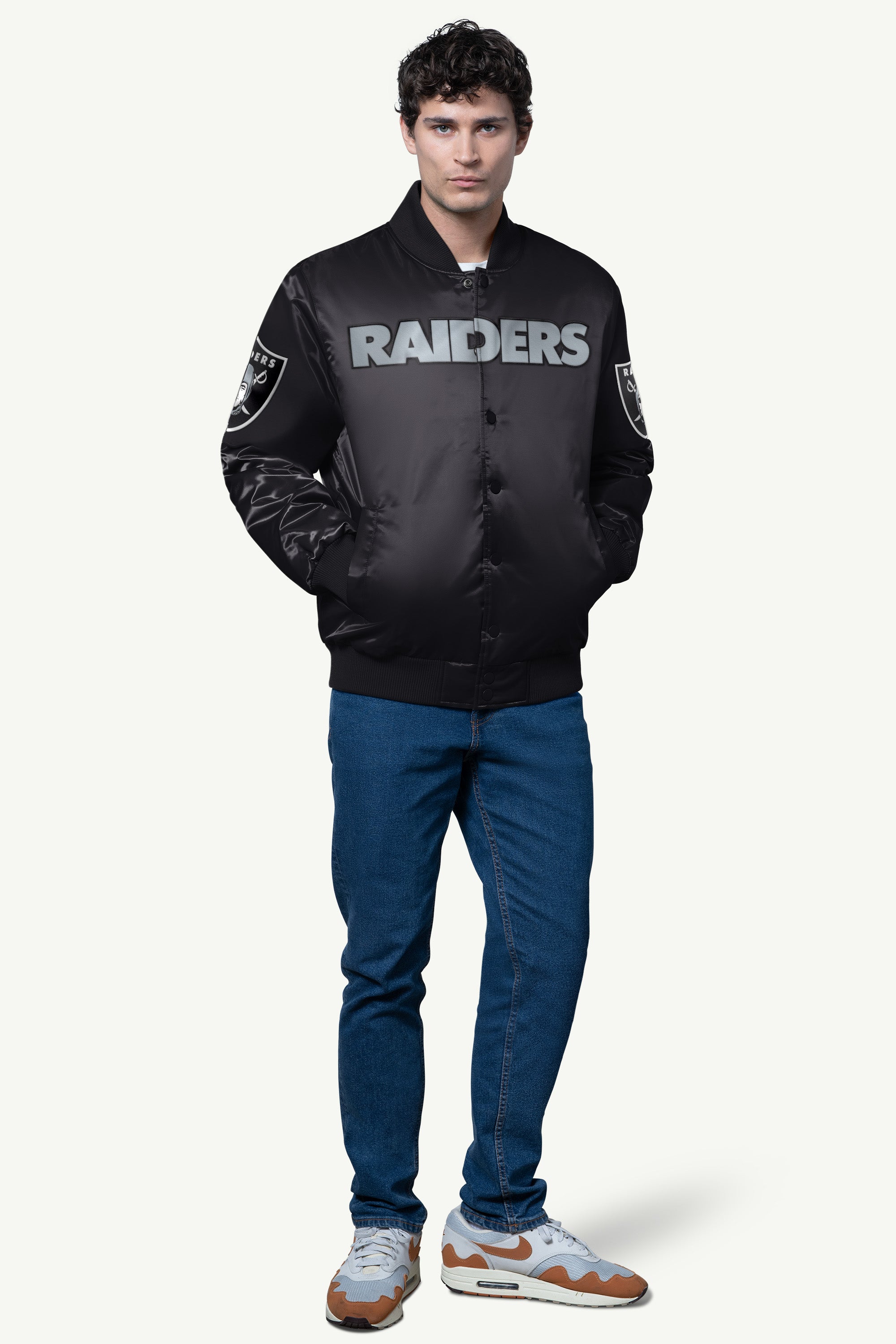 Mens Las Vegas Raiders Satin Varsity Jacket | NFL | Starter