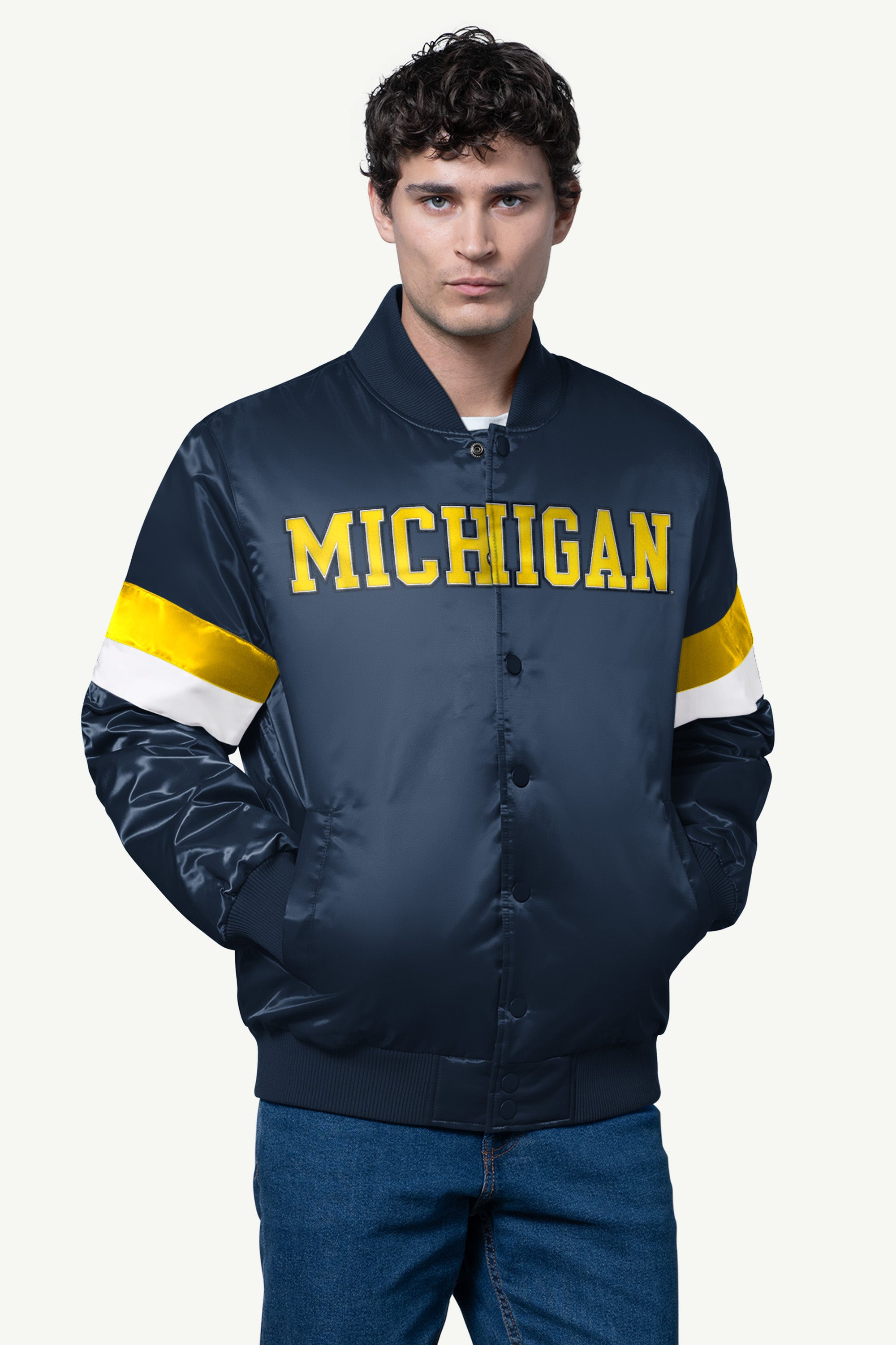 MENS MICHIGAN WOLVERINES SATIN VARSITY JACKET View 1 | Products MENS MICHIGAN WOLVERINES SATIN VARSITY JACKET View 1 | Products