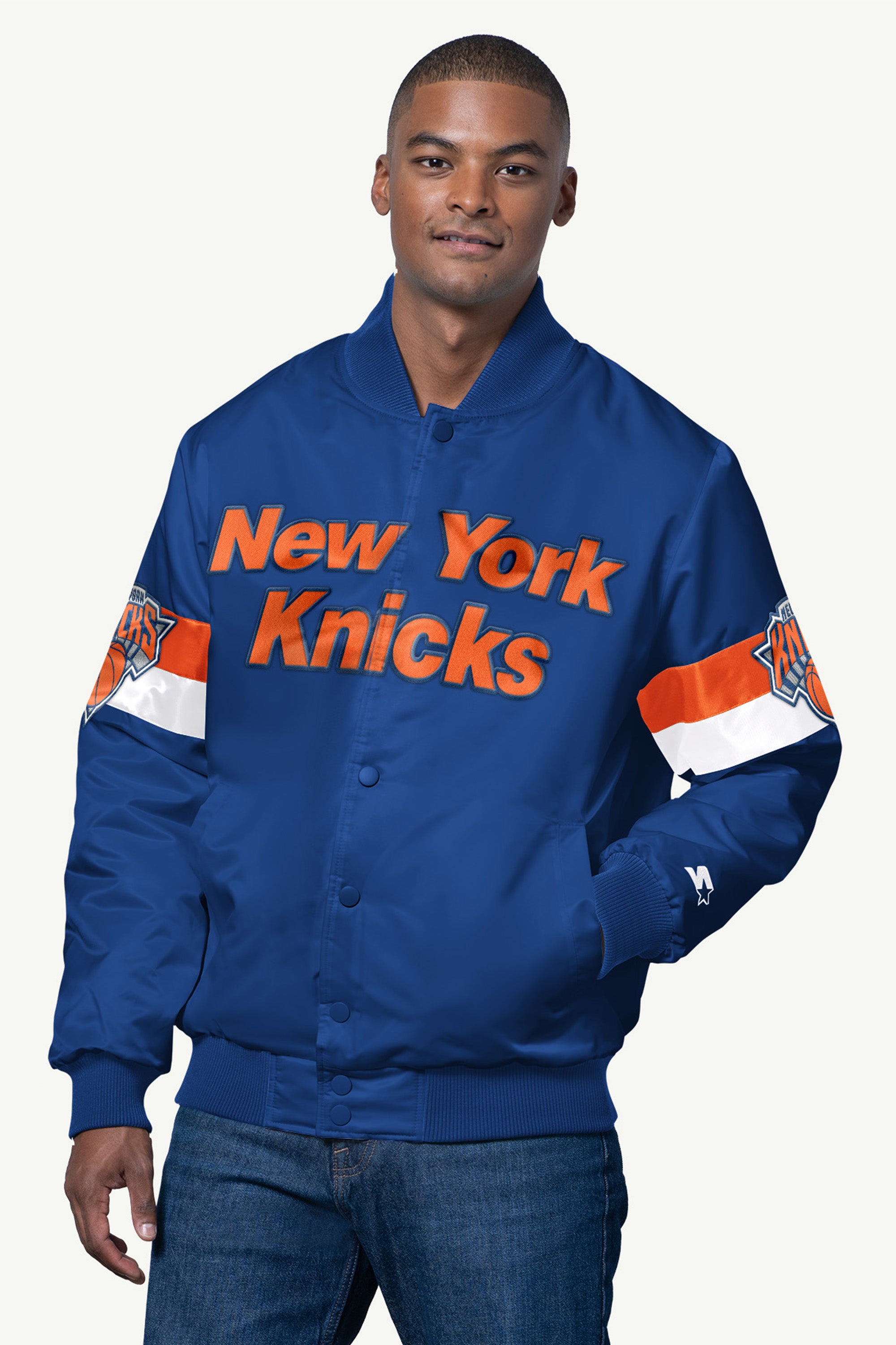 MENS NEW YORK KNICKS TRIPLE OPTION SATIN VARSITY JACKET View 1 | Satin Varsity Jackets MENS NEW YORK KNICKS TRIPLE OPTION SATIN VARSITY JACKET View 1 | Satin Varsity Jackets