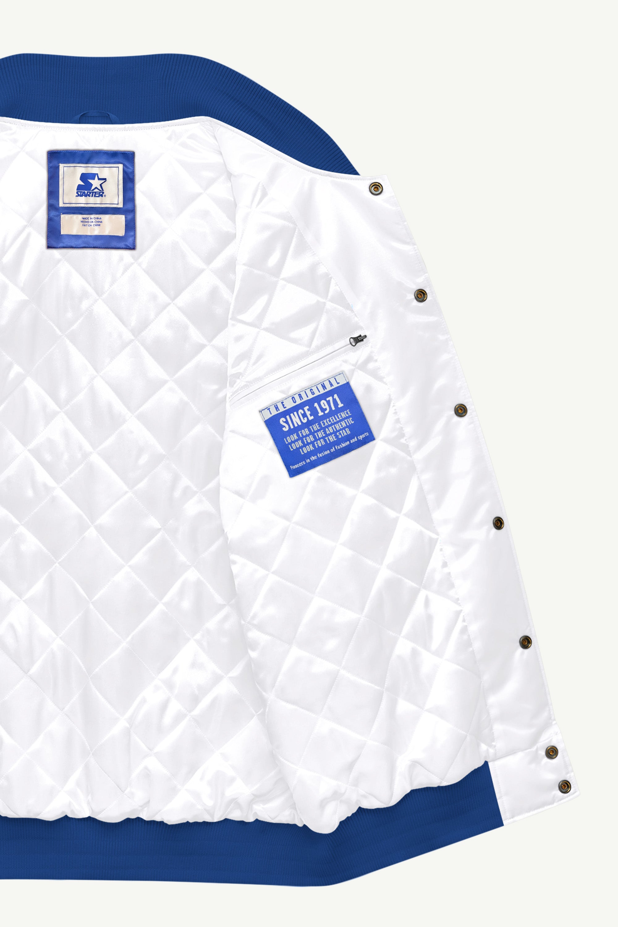 MENS NEW YORK KNICKS TRIPLE OPTION SATIN VARSITY JACKET View 4