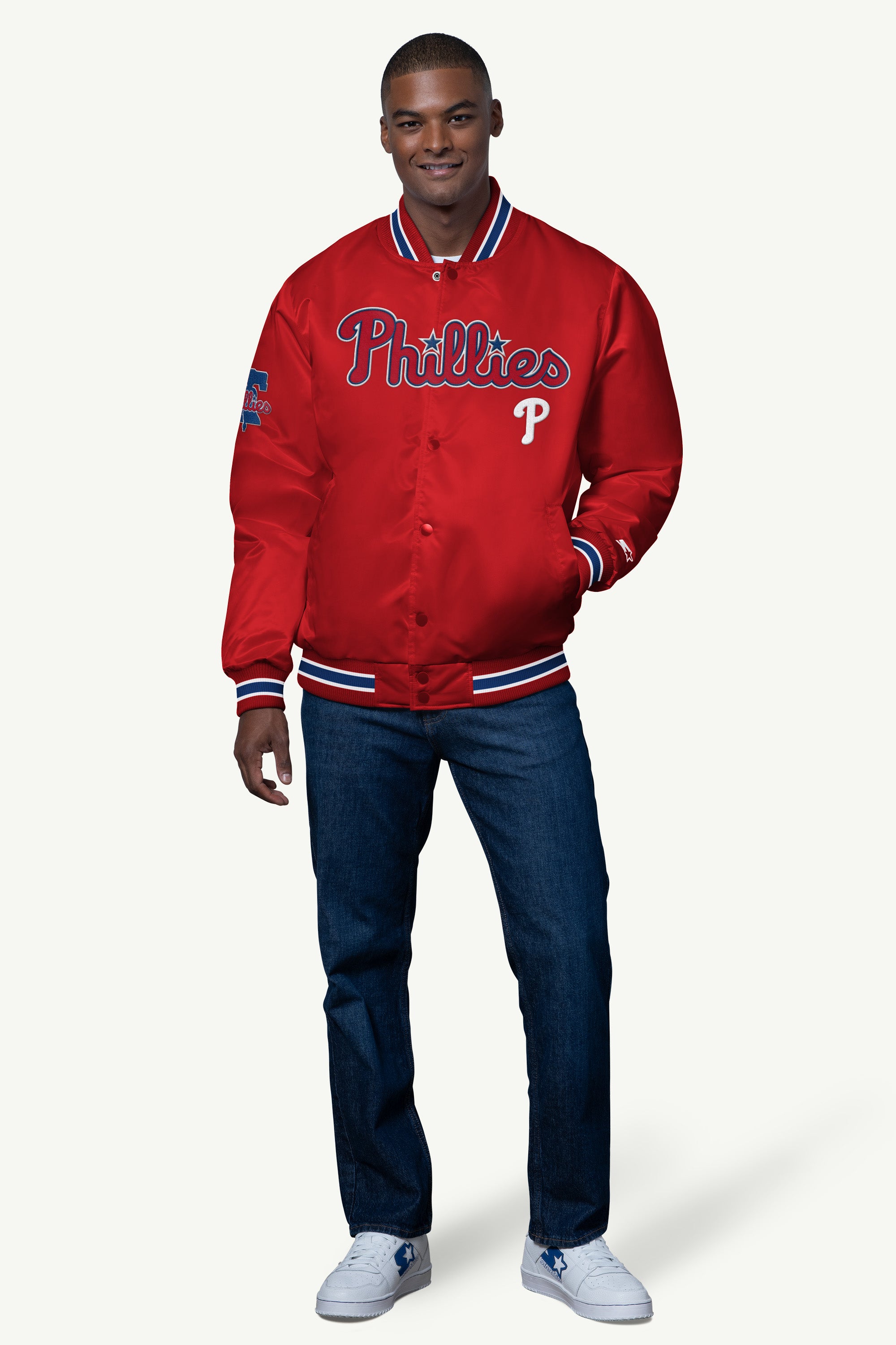 Mens Philadelphia Phillies Satin Varsity Jacket | MLB | Starter