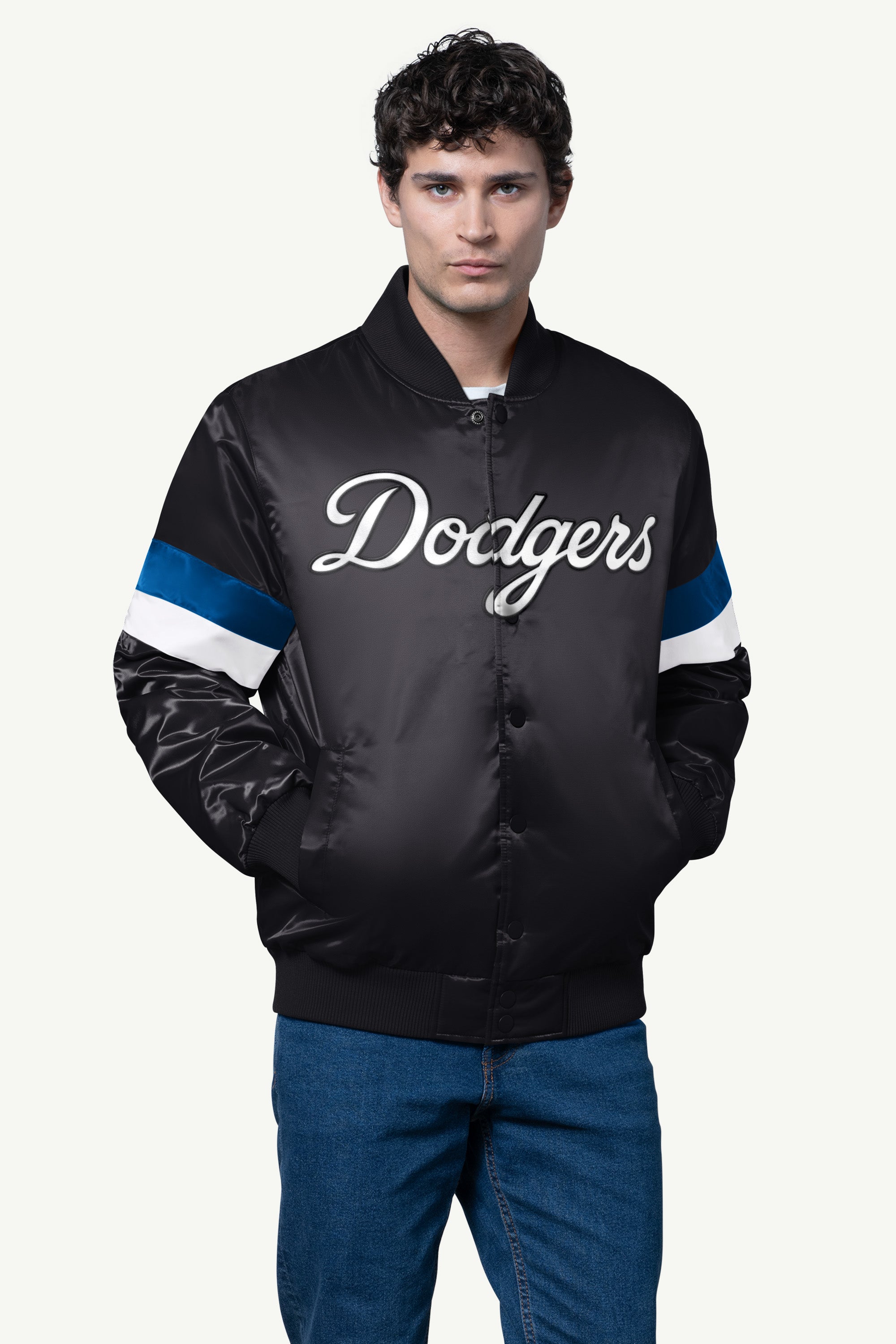 MENS LOS ANGELES DODGERS SATIN VARSITY JACKET View 1 | Los Angeles Dodgers