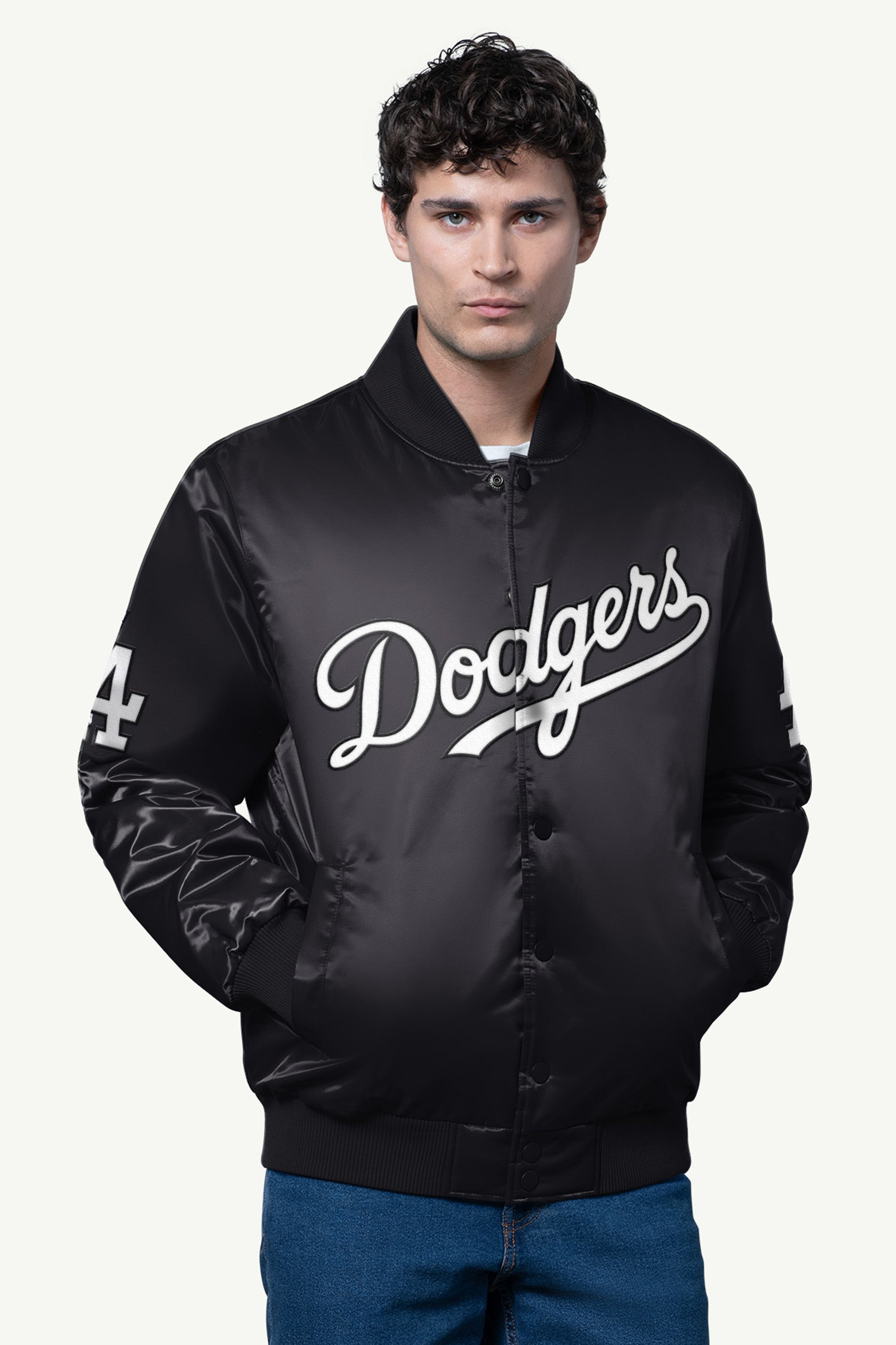 MENS LOS ANGELES DODGERS SATIN VARSITY JACKET View 1 | Los Angeles Dodgers