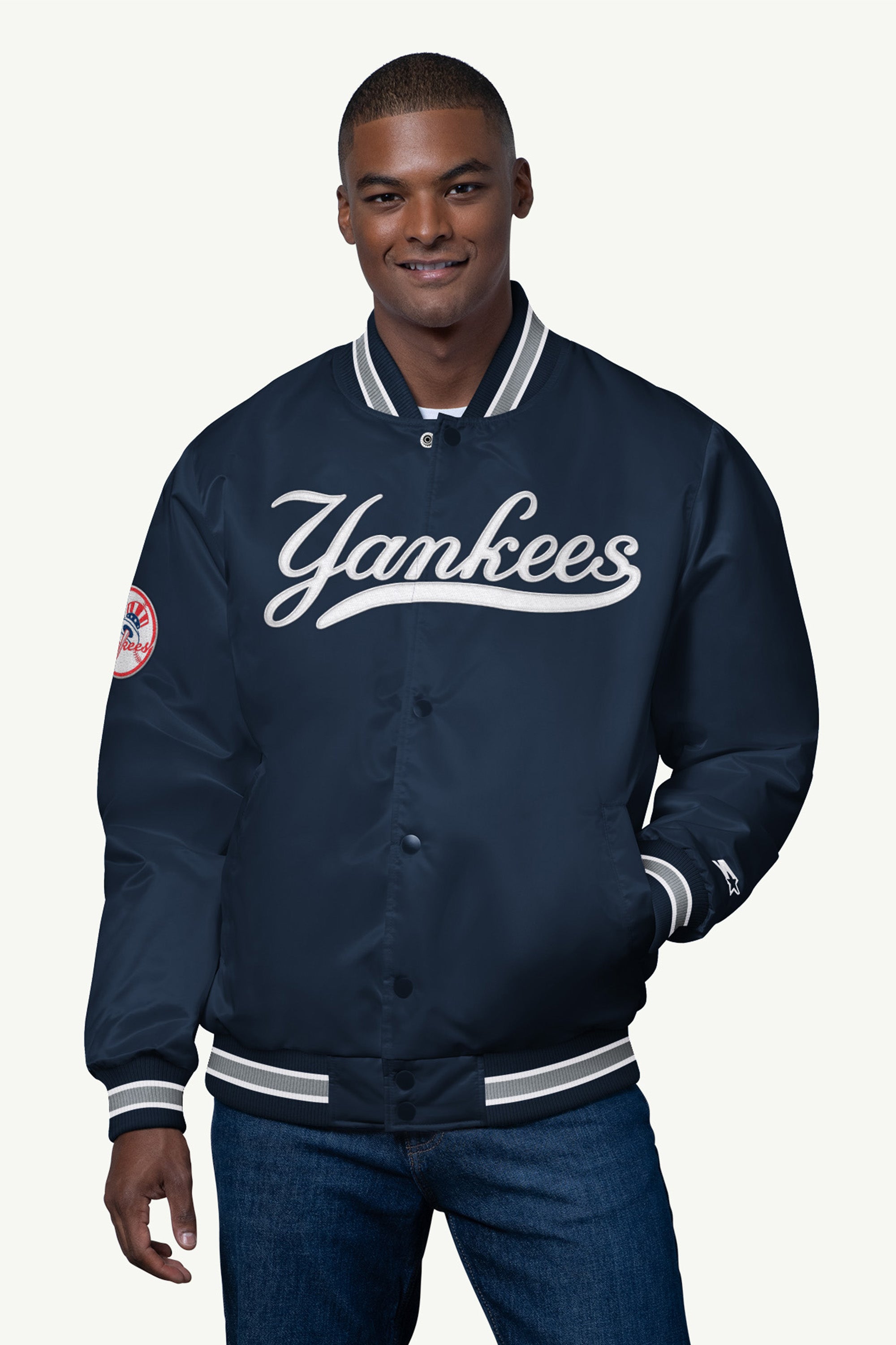 MENS NEW YORK YANKEES SATIN VARSITY JACKET View 1 | Gifts Under $200