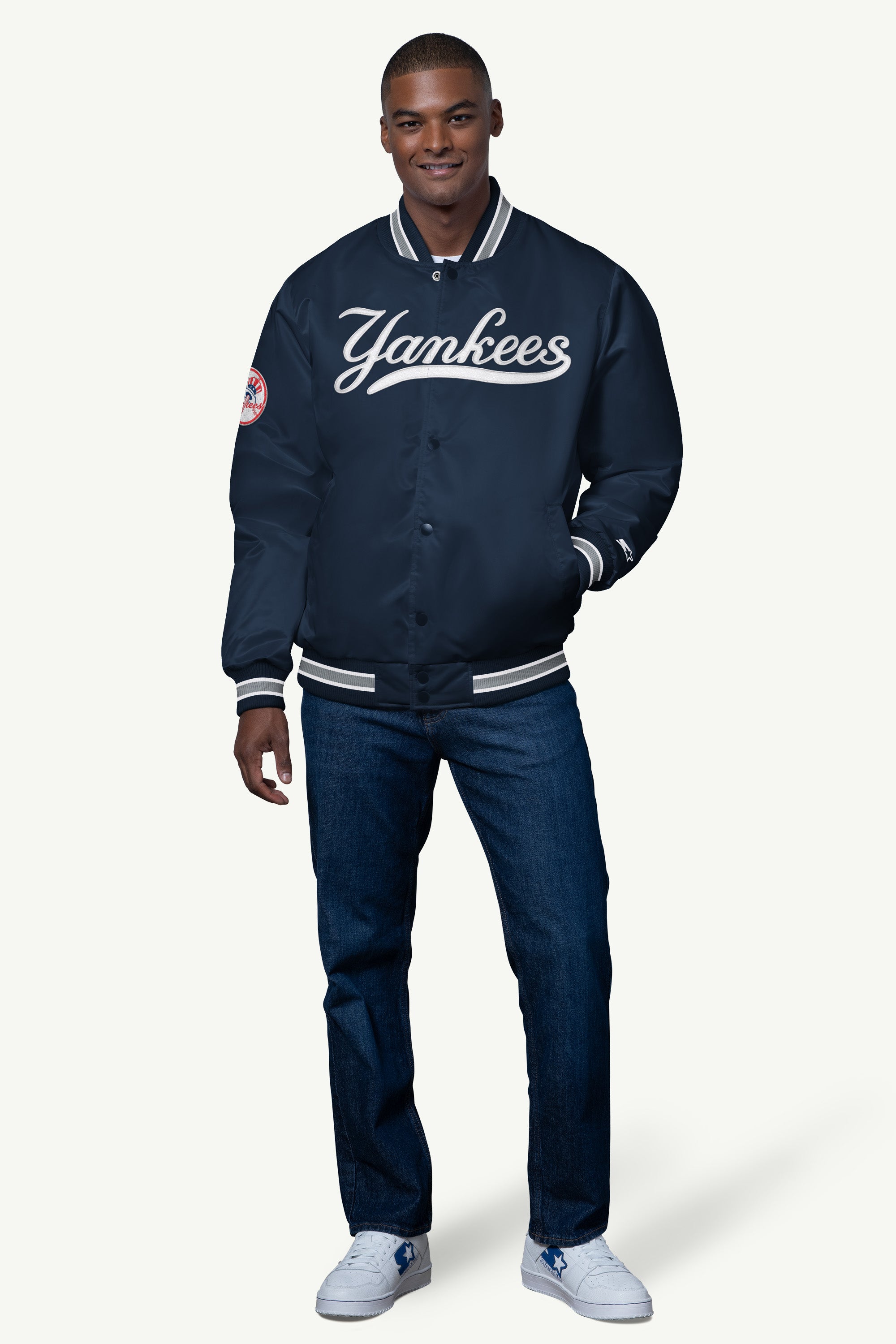 MENS NEW YORK YANKEES SATIN VARSITY JACKET View 3 | Gifts Under $200