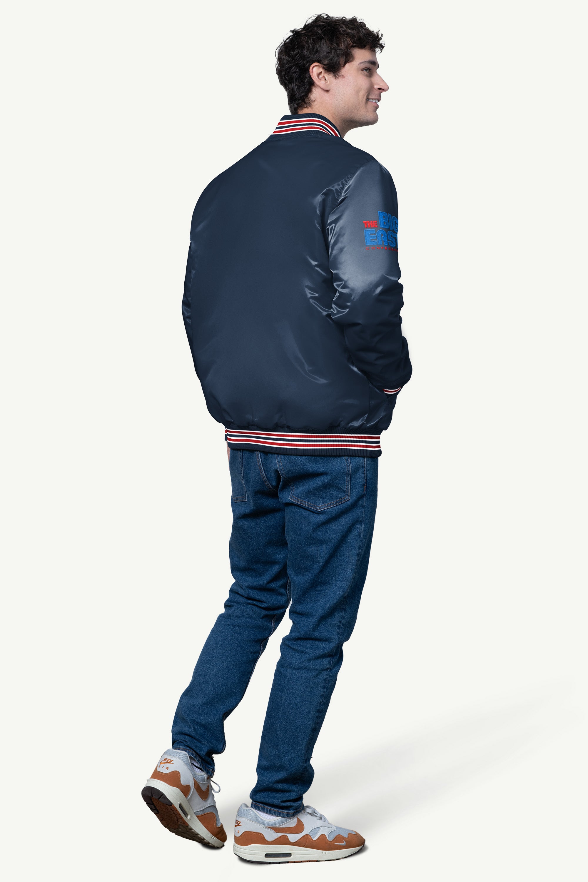 MENS UCONN HUSKIES SATIN VARSITY JACKET View 2 | NCAA