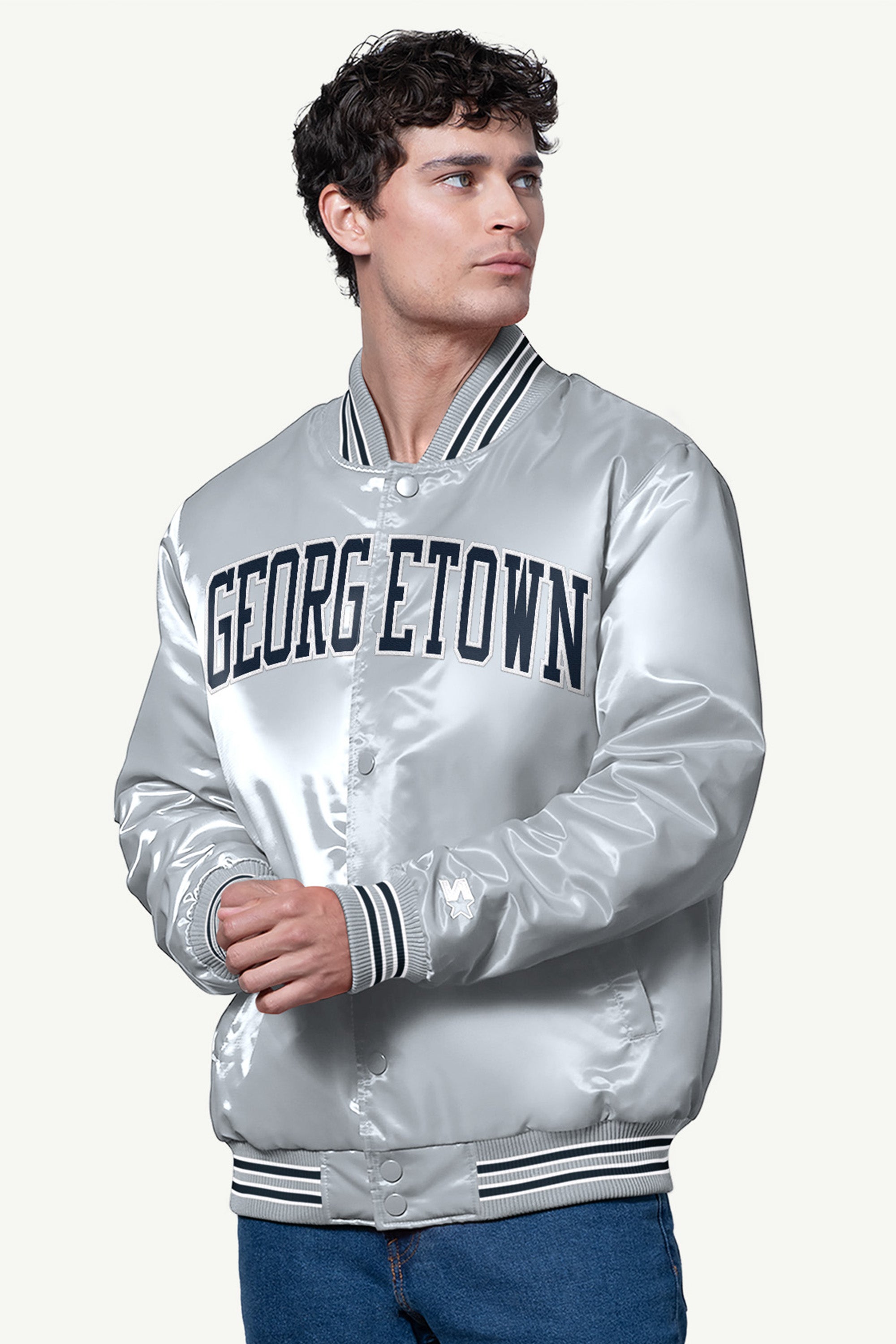 MENS GEORGETOWN HOYAS SATIN VARSITY JACKET View 1 | NCAA