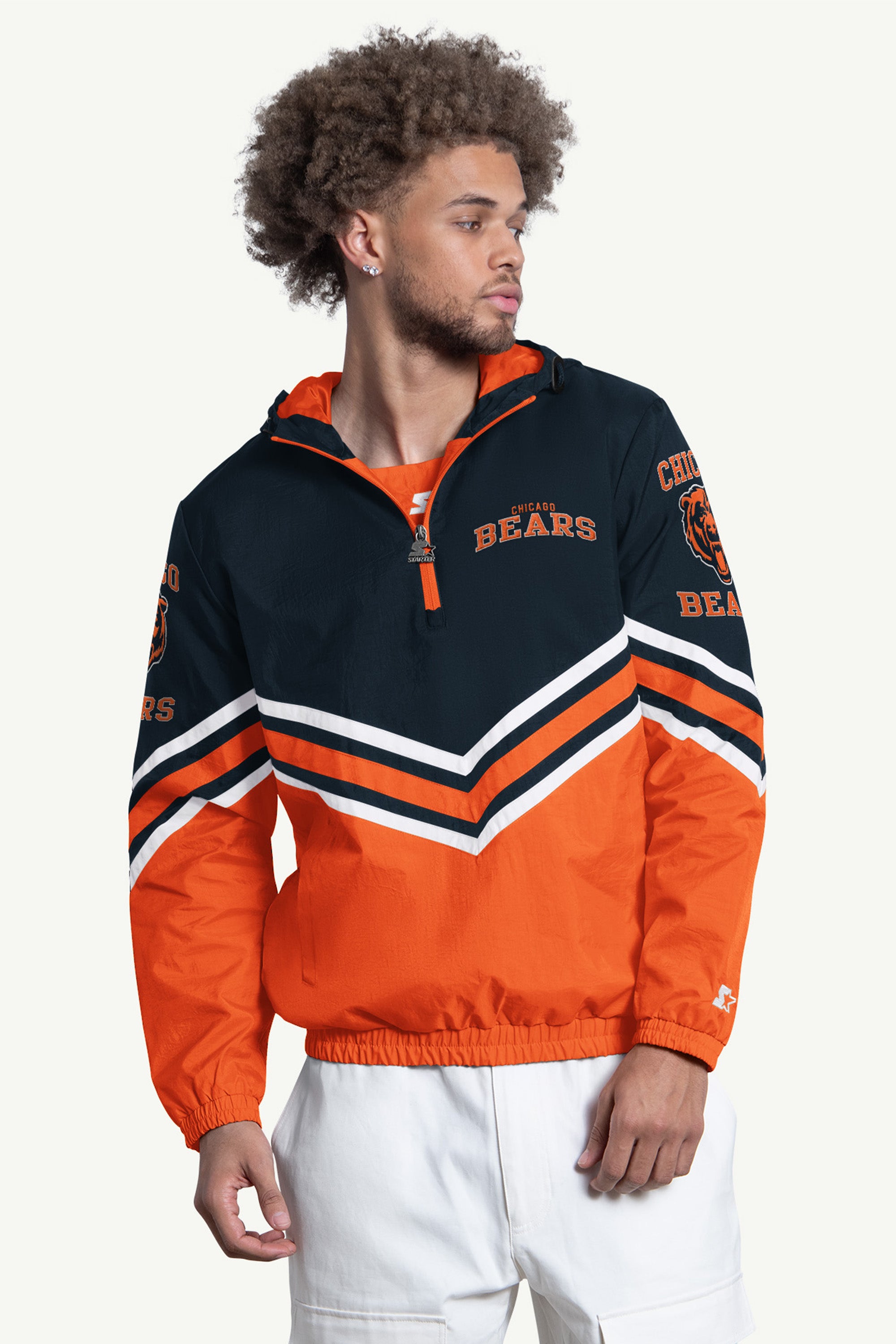 MENS CHICAGO BEARS  FAIR PLAY HALF ZIP HOODED PULLOVER View 2
