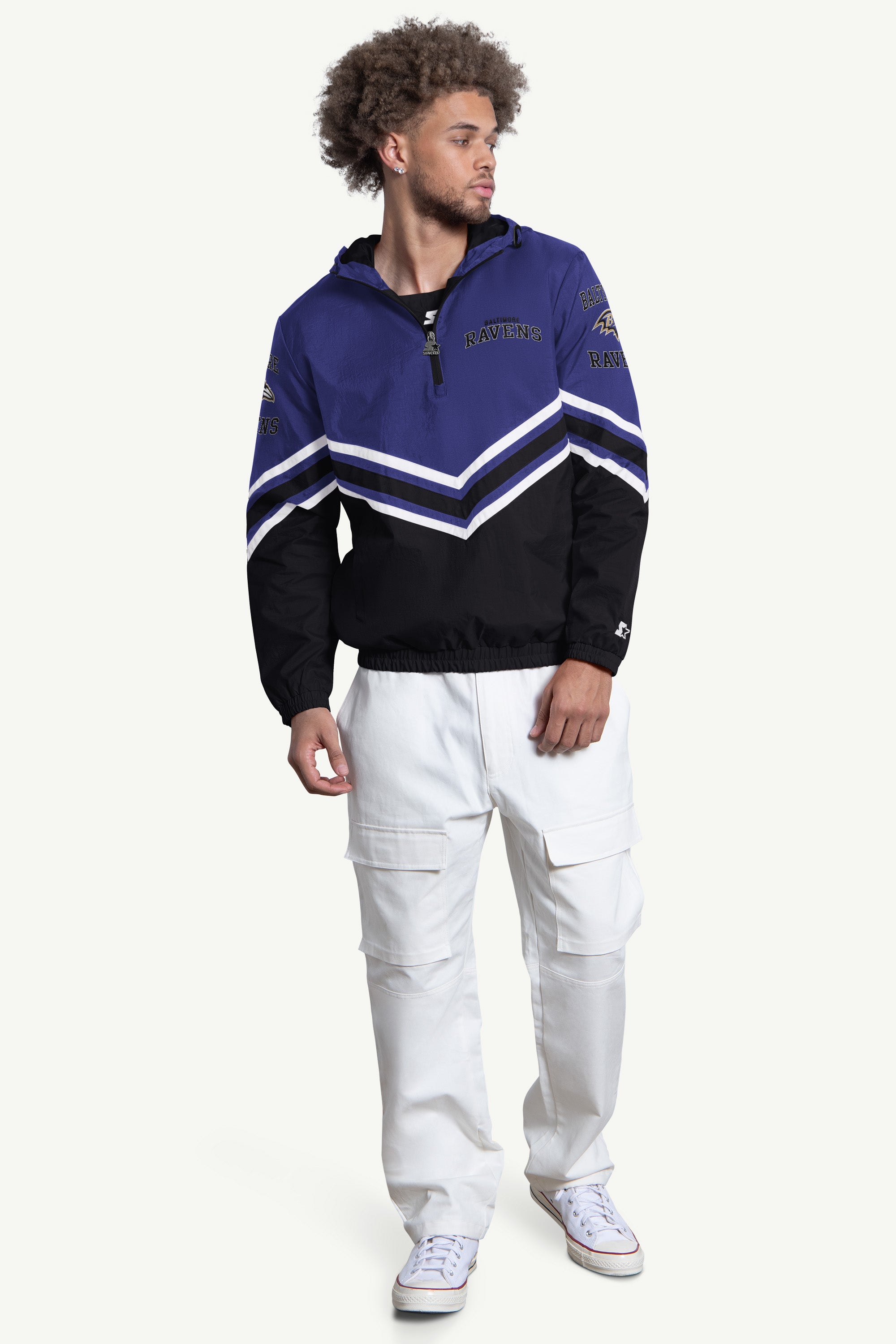 MENS BALTIMORE RAVENS  FAIR PLAY HALF ZIP HOODED PULLOVER View 3 | Baltimore Ravens