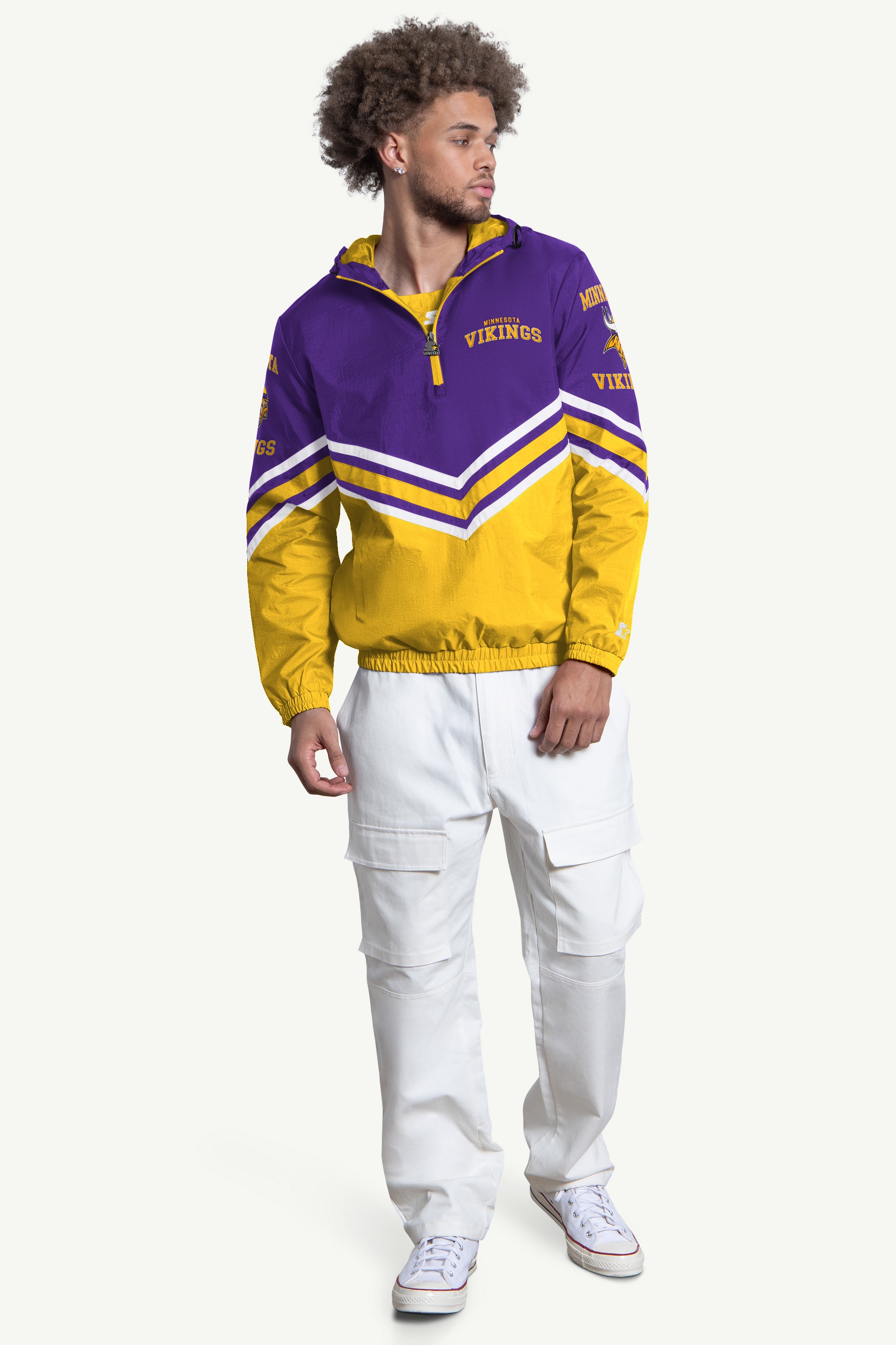 MENS MINNESOTA VIKINGS FAIR  FAIR PLAY HALF ZIP HOODED PULLOVER View 3 | Minnesota Vikings