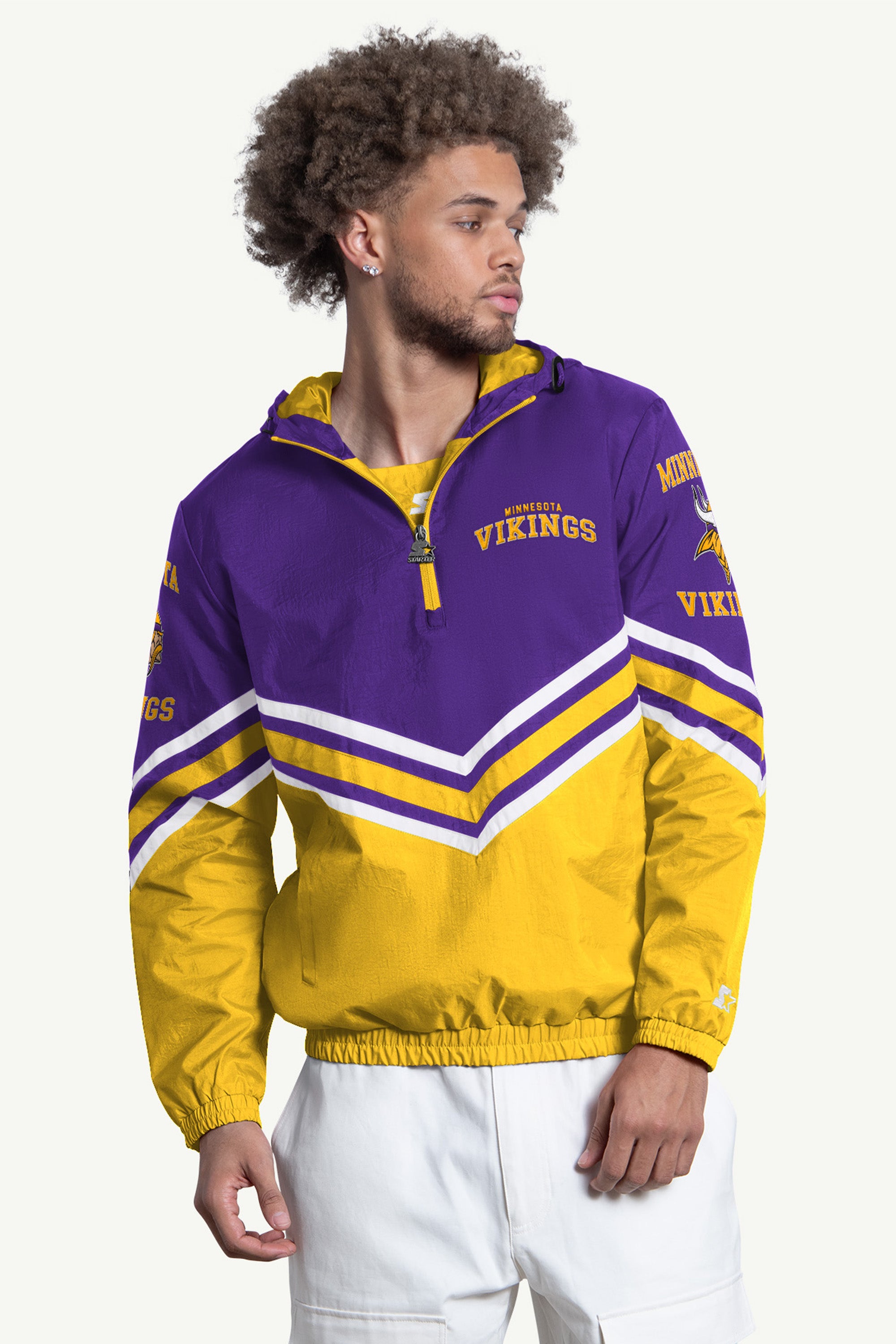 MENS MINNESOTA VIKINGS FAIR  FAIR PLAY HALF ZIP HOODED PULLOVER View 1