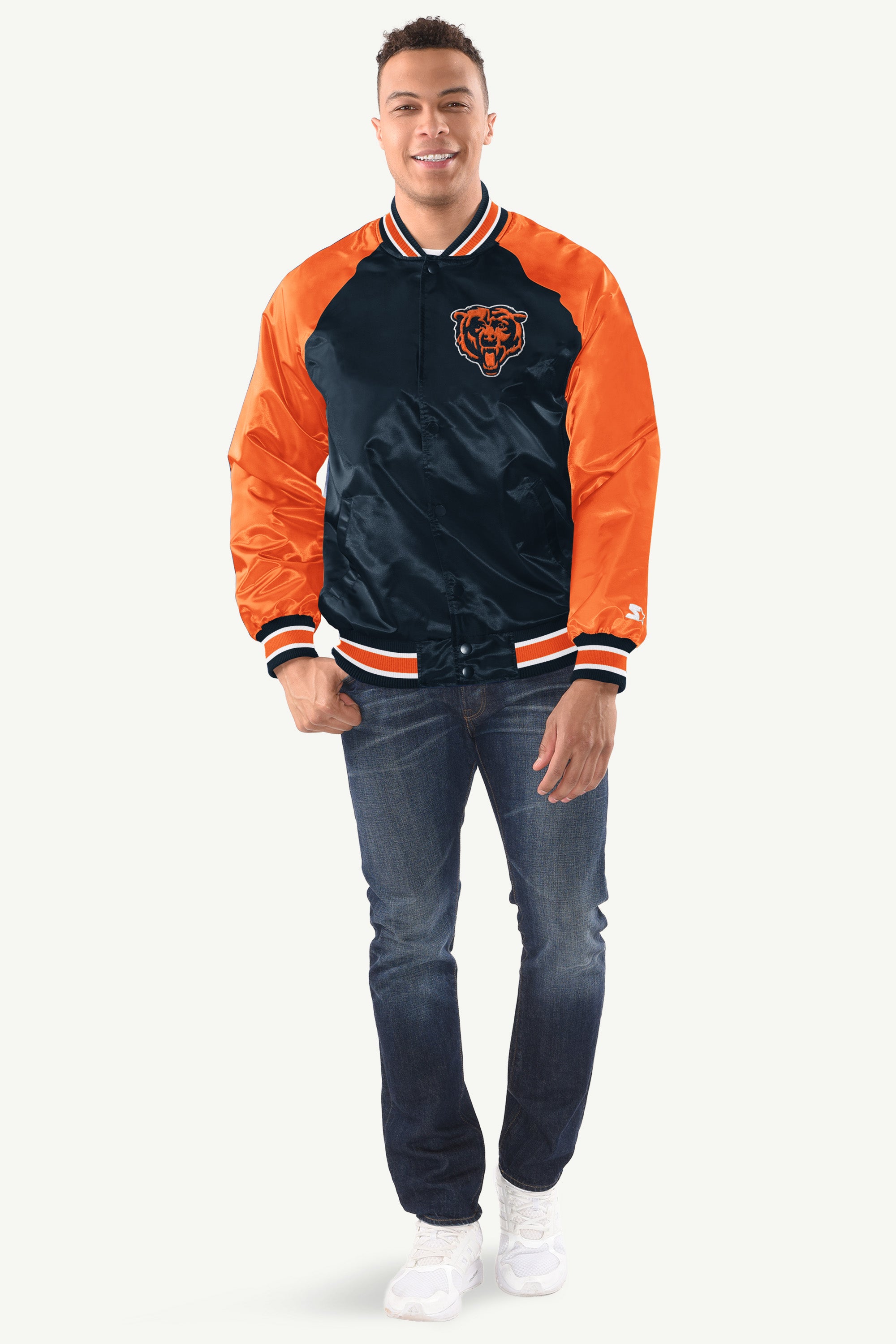 MENS CHICAGO BEARS INDUCTEE SATIN VARSITY JACKET View 3
