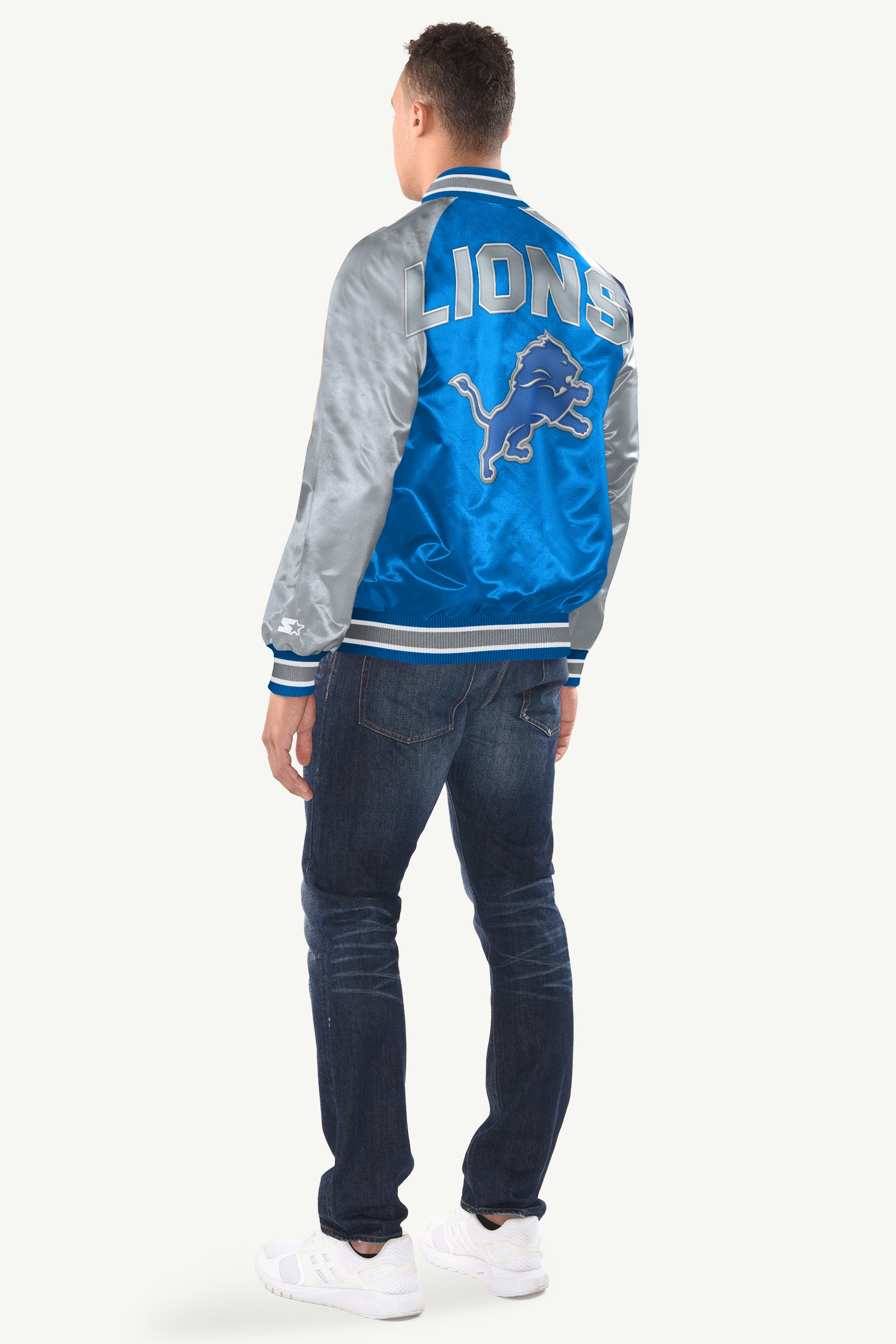 Mens Detroit Lions Ambassador Satin Varsity Jacket | NFL | Starter