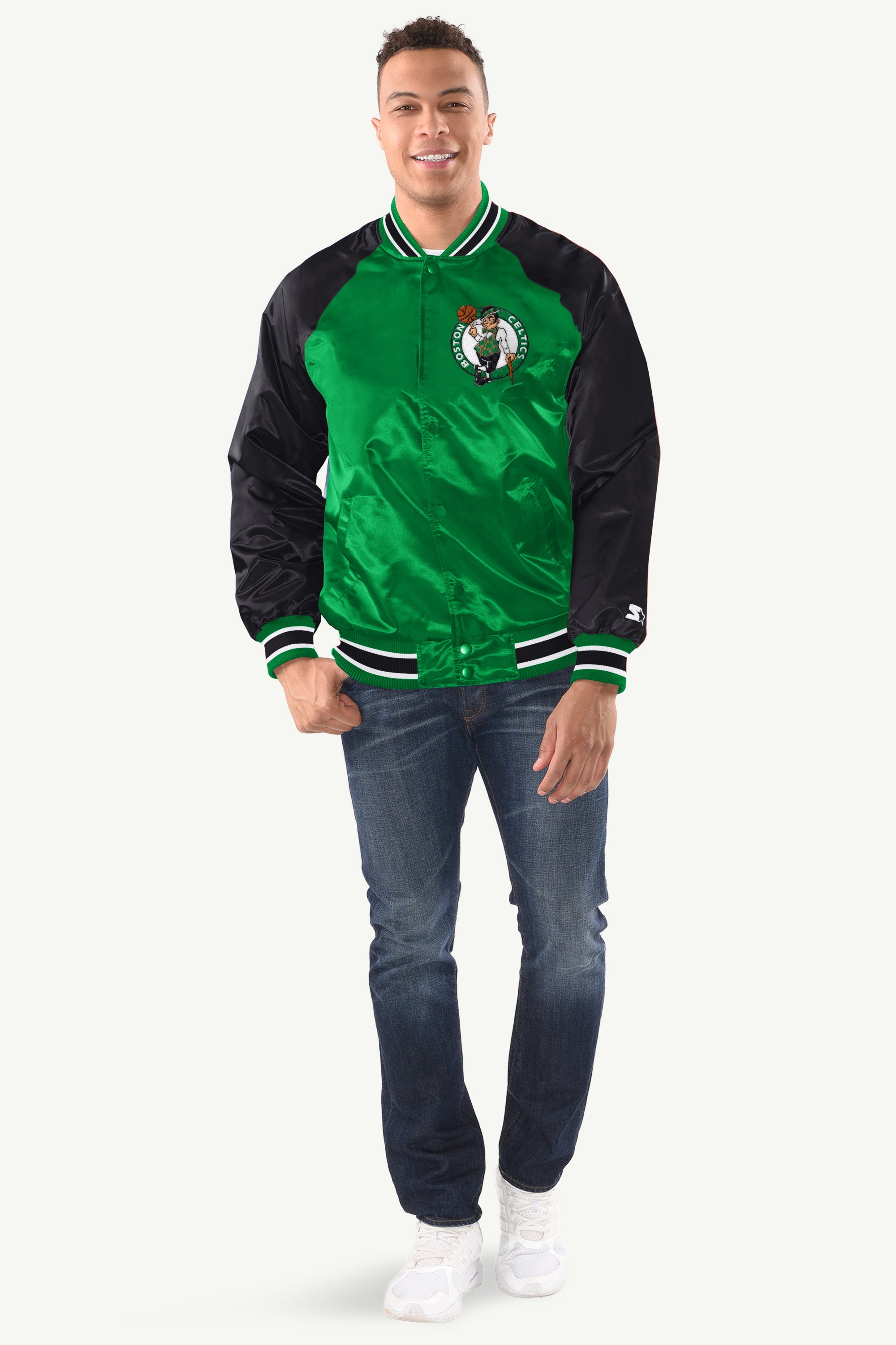MENS BOSTON CELTICS INDUCTEE SATIN VARSITY JACKET View 3