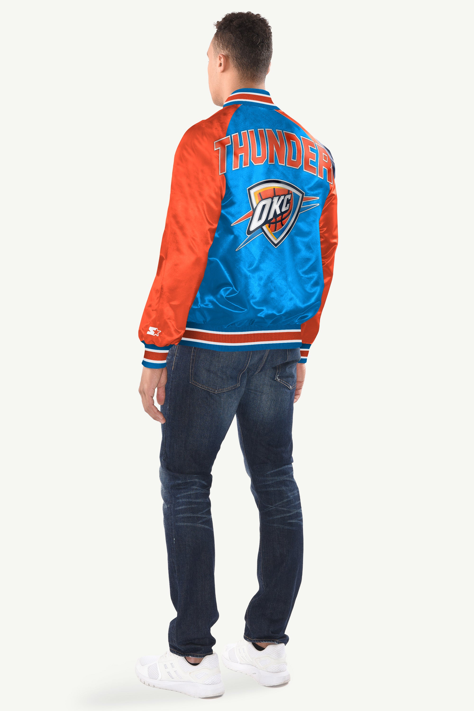 MENS OKLAHOMA CITY THUNDER INDUCTEE SATIN VARSITY JACKET View 2 | NBA