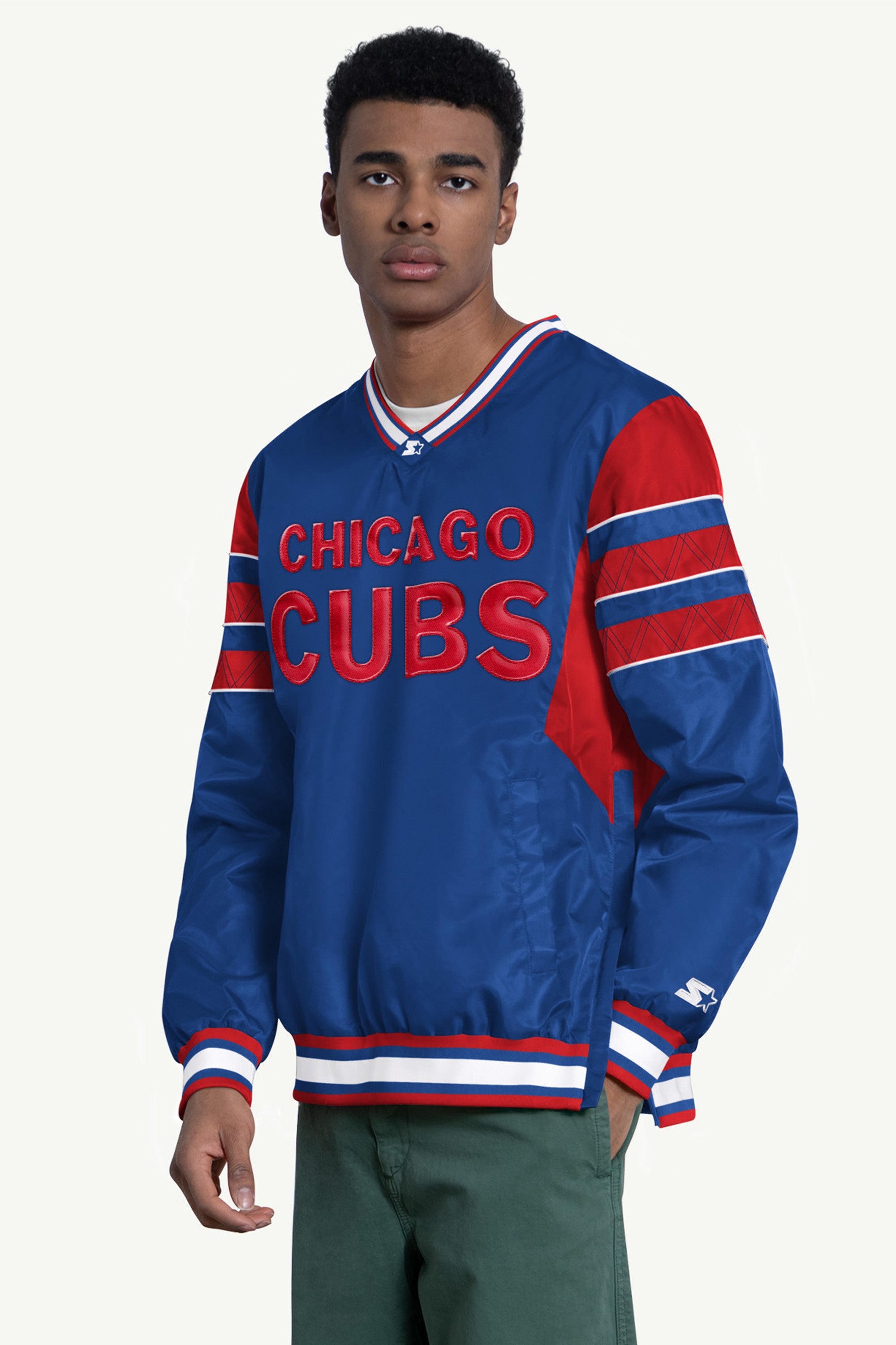 Mens Chicago Cubs Retro Full Zip Leather Jacket | MLB | Starter