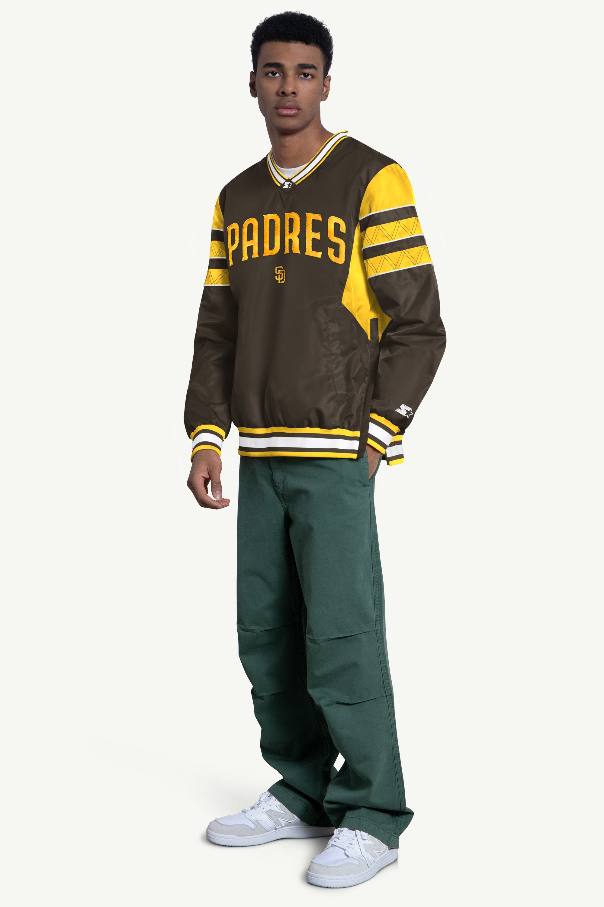 MENS SAN DIEGO PADRES ENFORCER V-NECK PULLOVER JACKET View 3