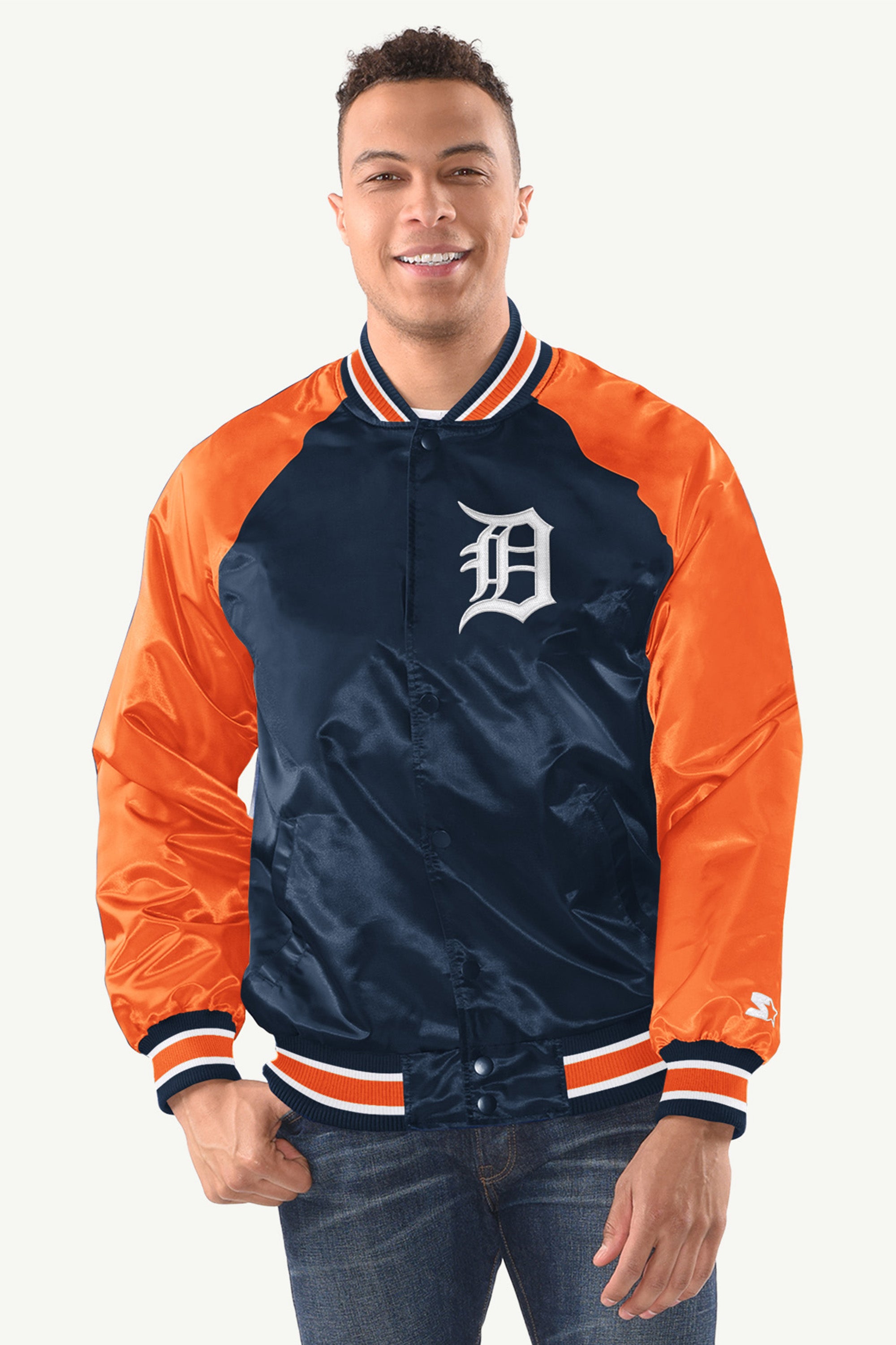 MENS DETROIT TIGERS INDUCTEE SATIN VARSITY JACKET View 1