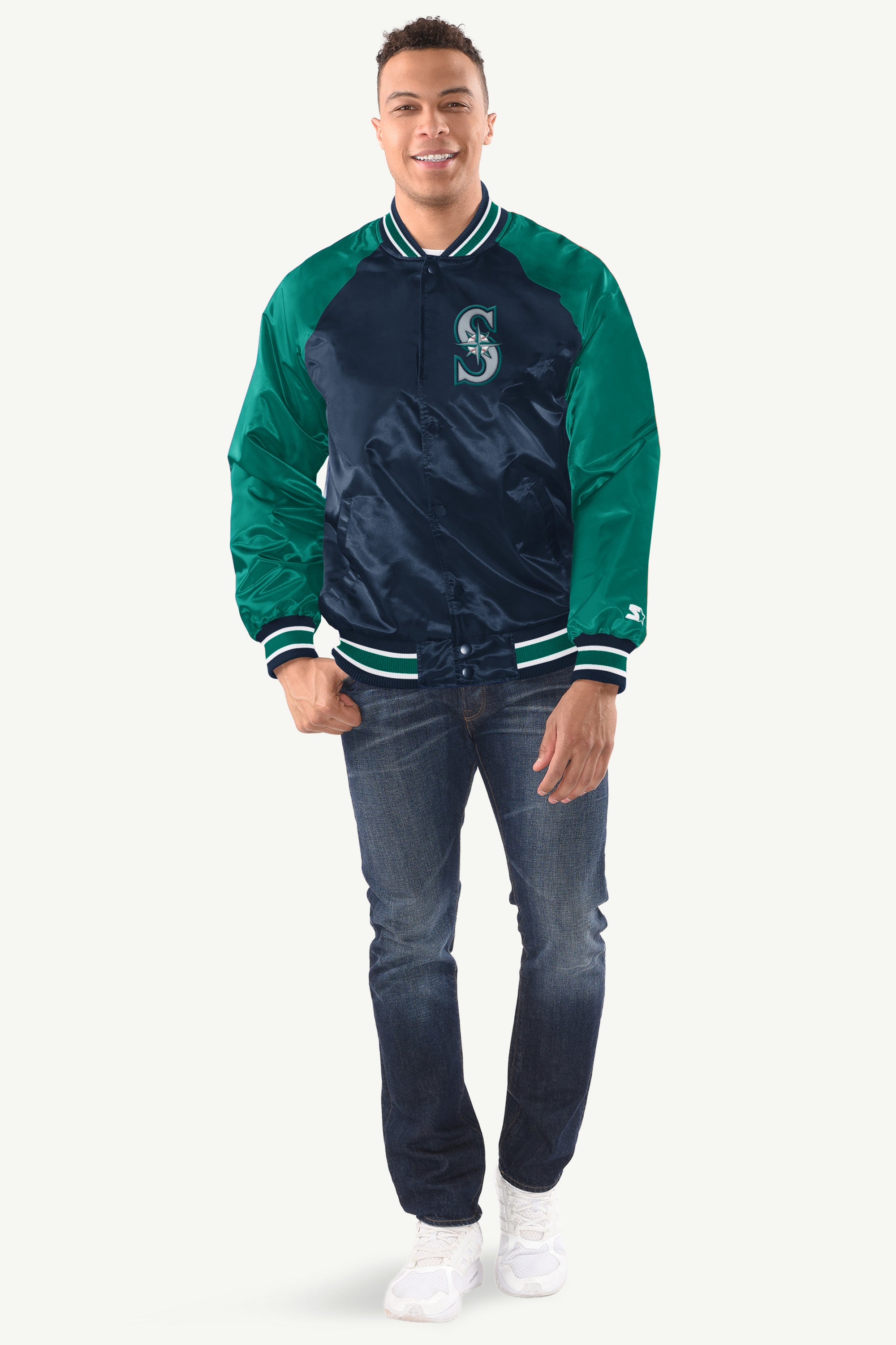 MENS SEATTLE MARINERS INDUCTEE SATIN VARSITY JACKET View 3