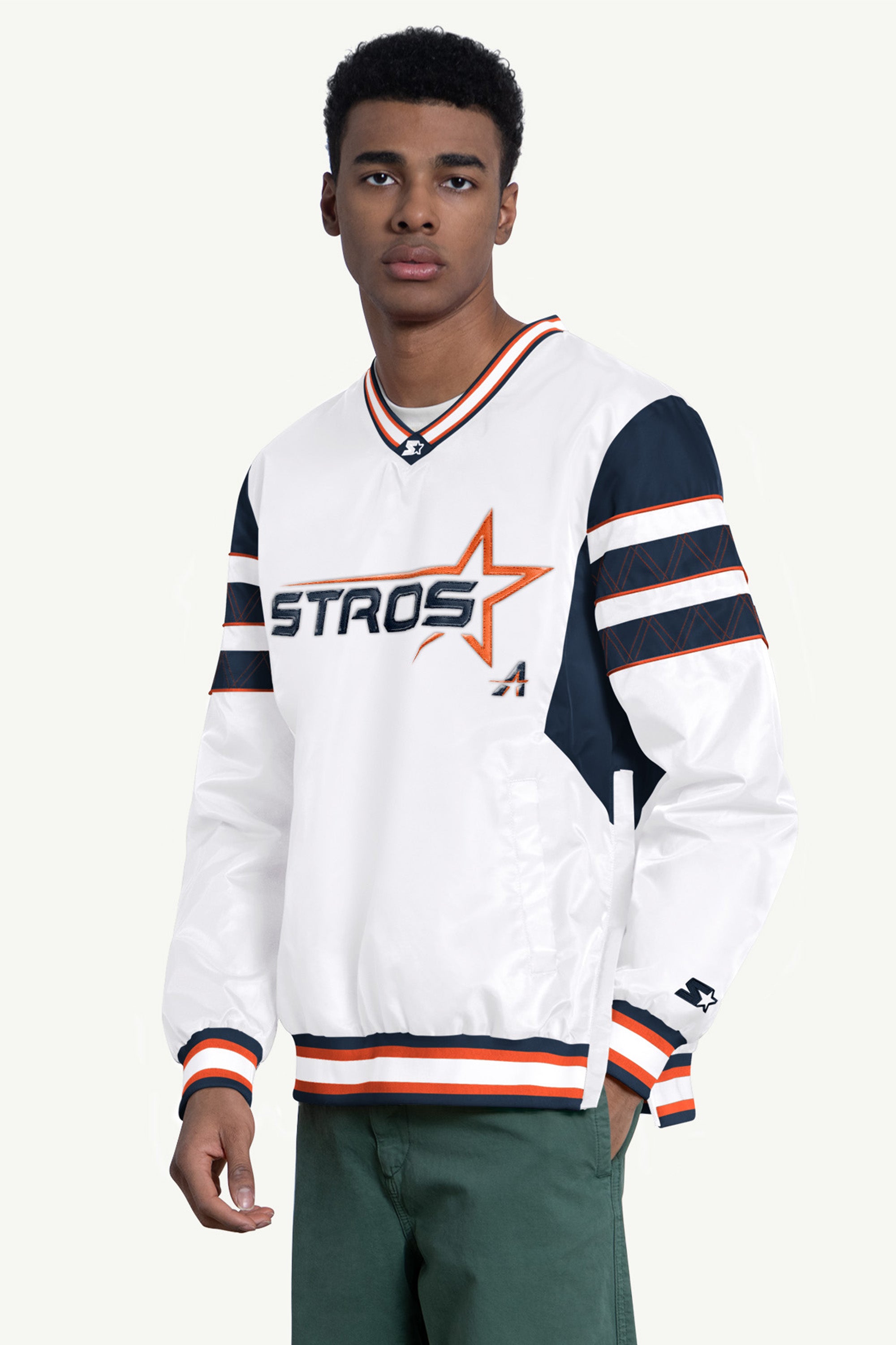 レア！80代　astros スターター　ジャケット Houston Astros 80s STARTER satin bomber jacket Rainbow M navy