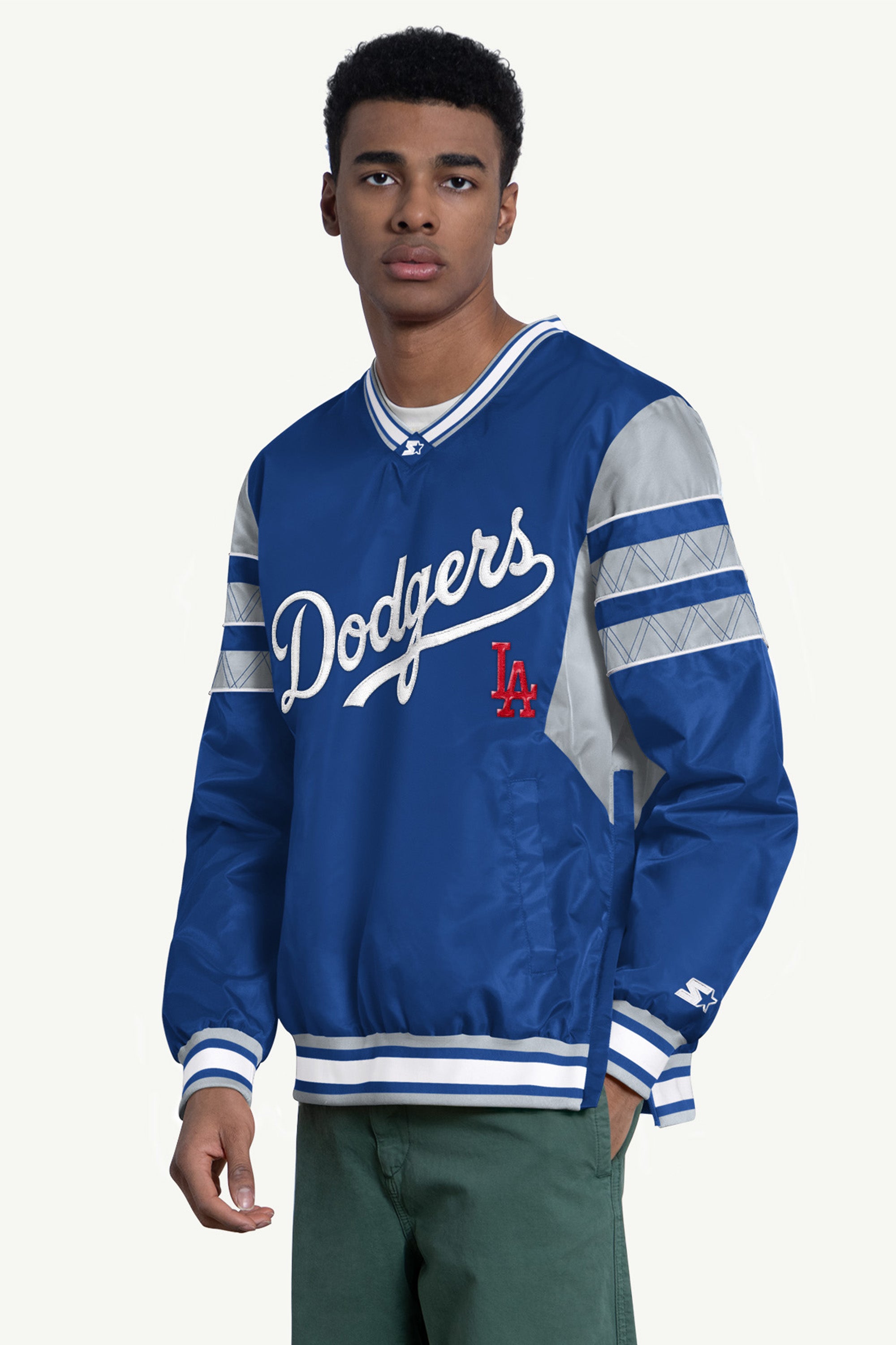 MENS LOS ANGELES DODGERS ENFORCER V-NECK PULLOVER JACKET View 1 | MLB