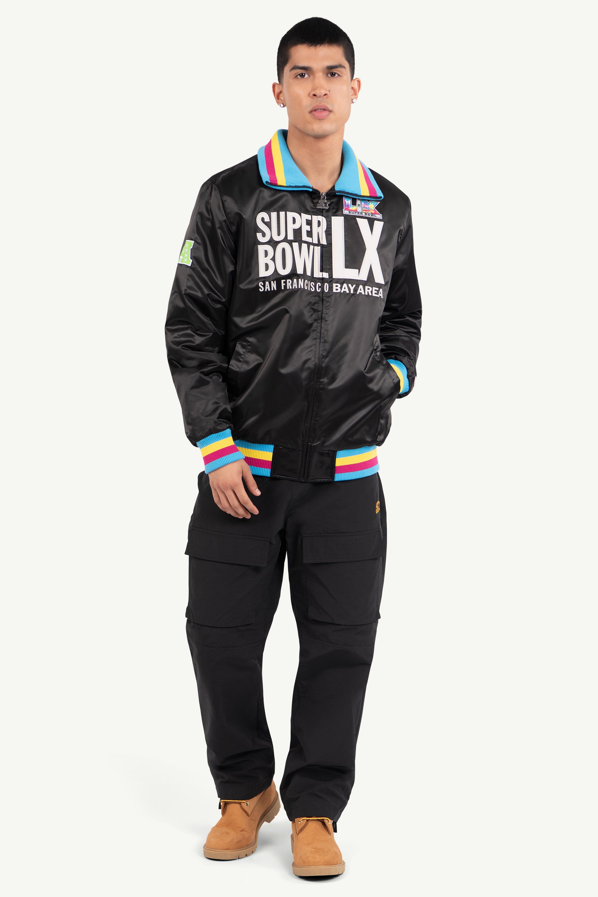 MENS SUPER BOWL LX SATIN VARSITY JACKET View 3 | All Products