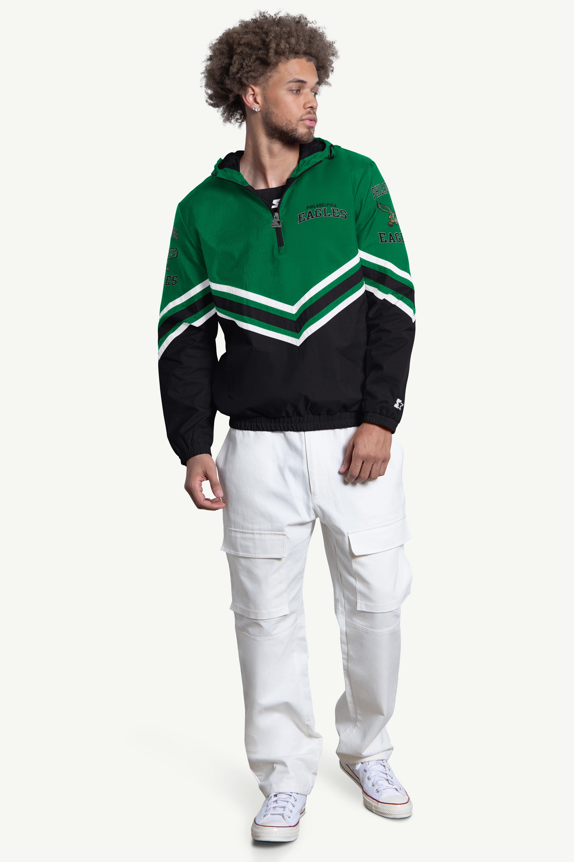 MENS PHILADELPHIA EAGLES FAIR PLAY HALF ZIP HOODED PULLOVER View 3