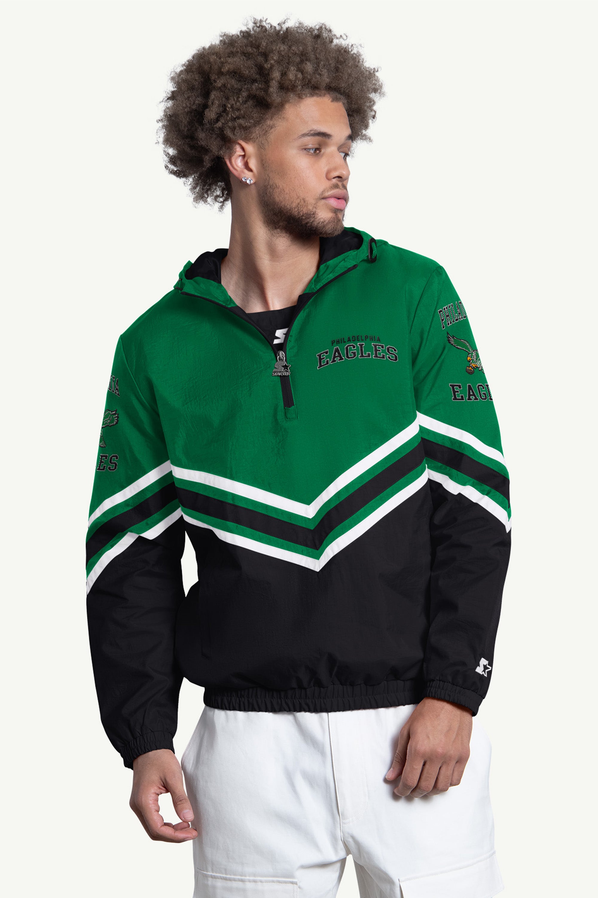 Mens Philadelphia Eagles Full Zip Leather Jacket | NFL | Starter