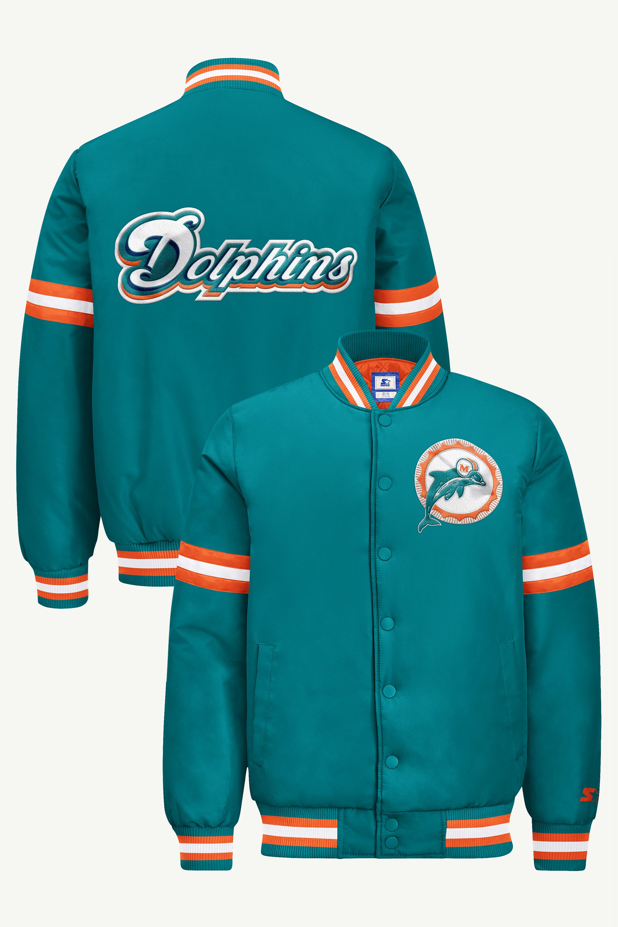 MENS MIAMI DOLPHINS COURTSIDE VARSITY JACKET View 1