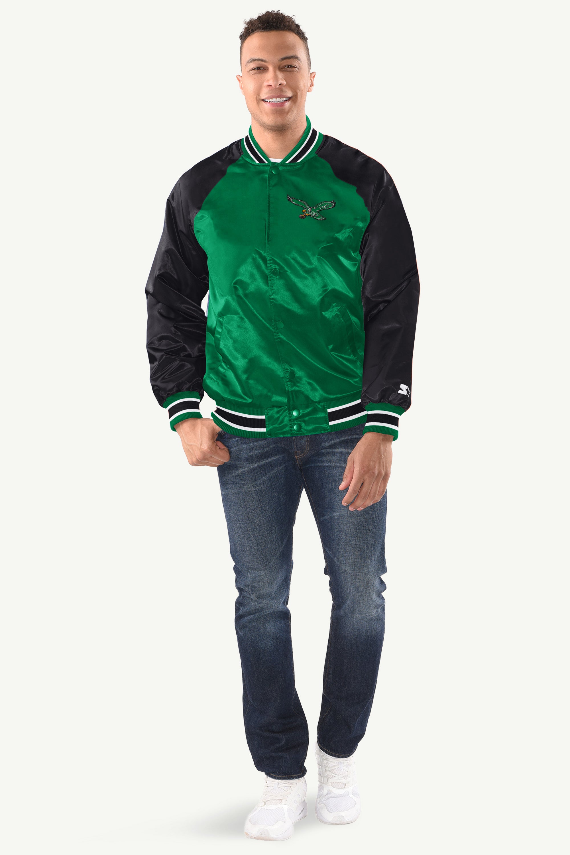 MENS PHILADELPHIA EAGLES INDUCTEE SATIN VARSITY JACKET View 3