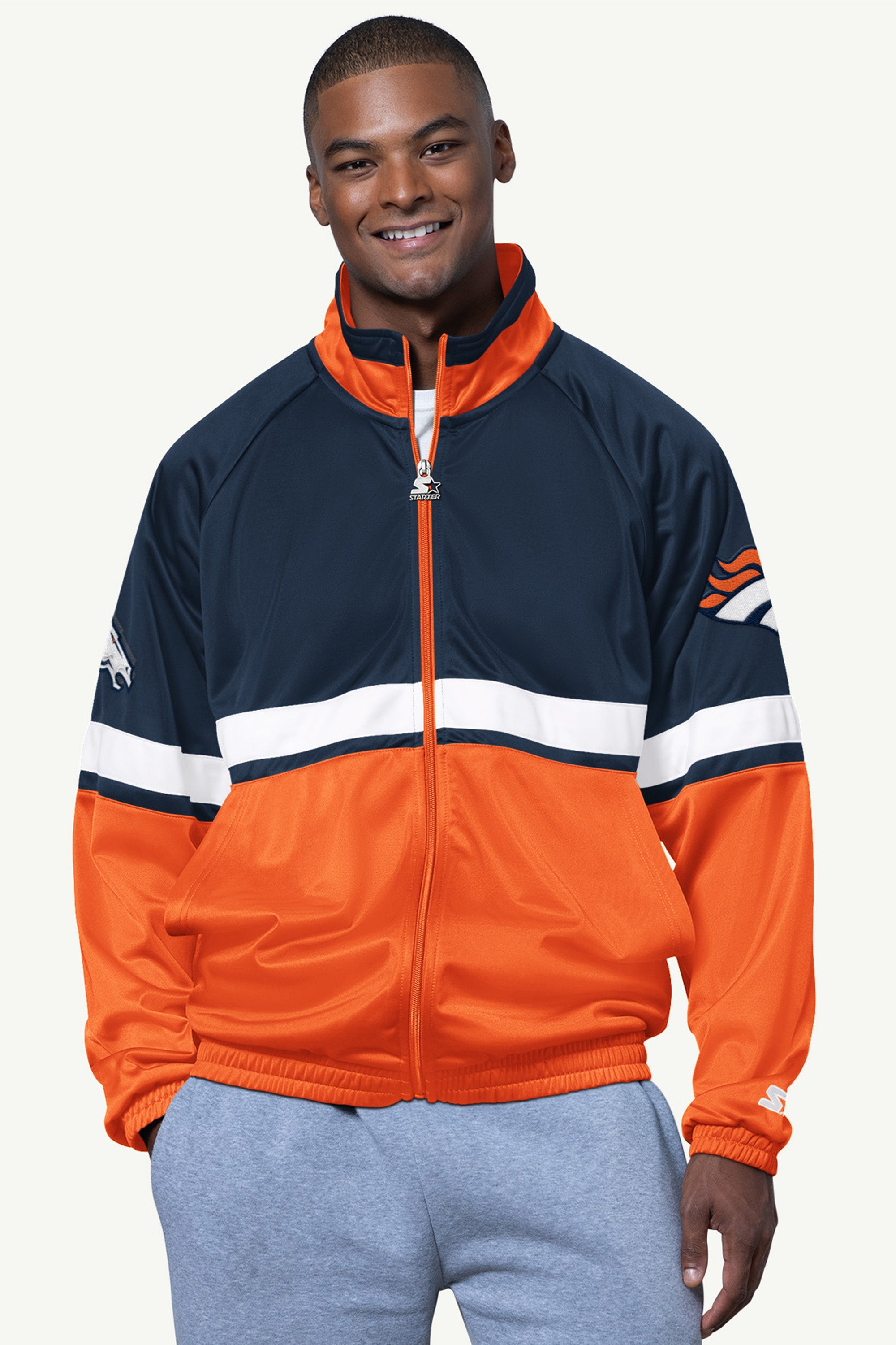 MENS DENVER BRONCOS VETERAN TRACK JACKET View 1