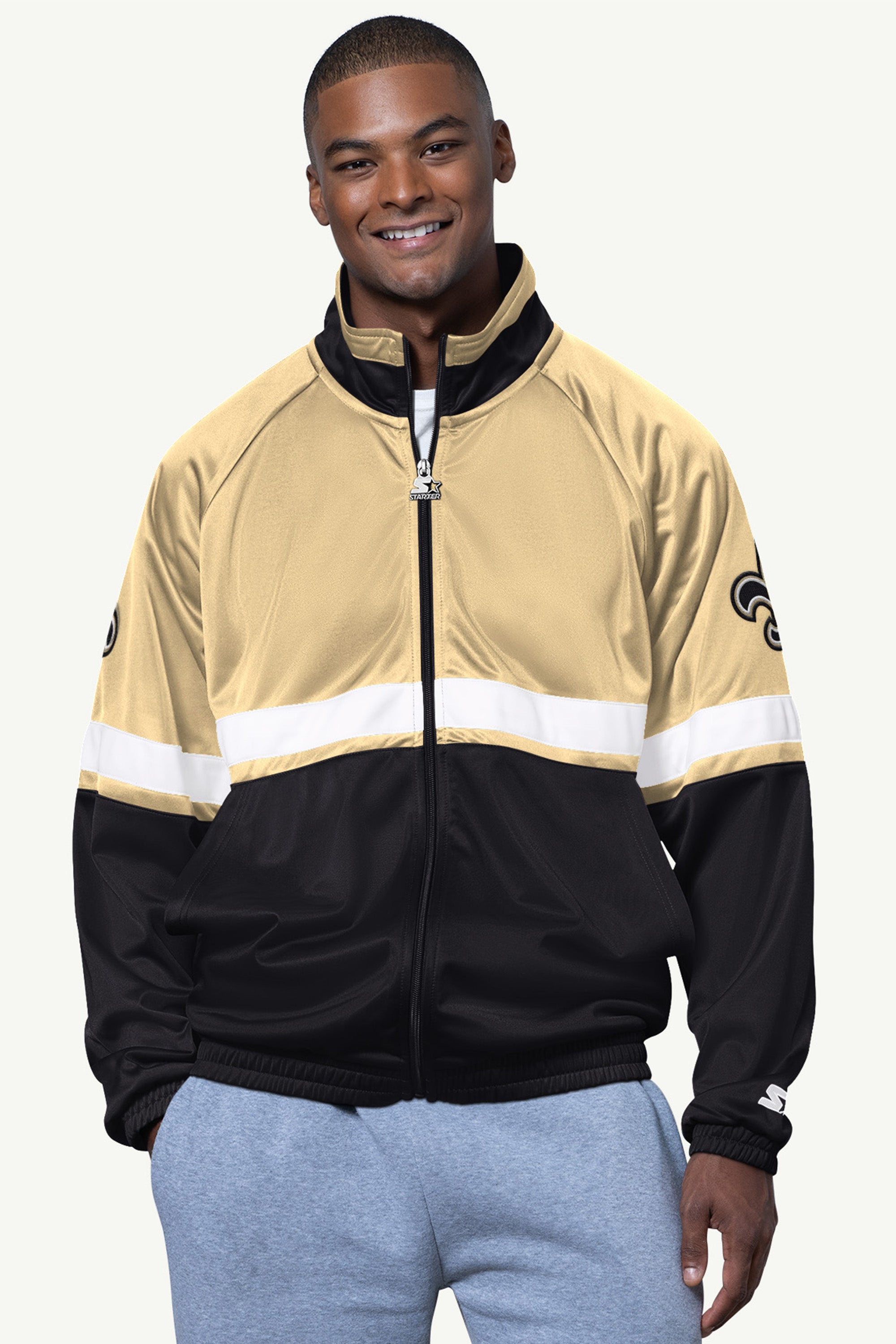 MENS NEW ORLEANS SAINTS VETERAN TRACK JACKET View 1 | NFL MENS NEW ORLEANS SAINTS VETERAN TRACK JACKET View 1 | NFL