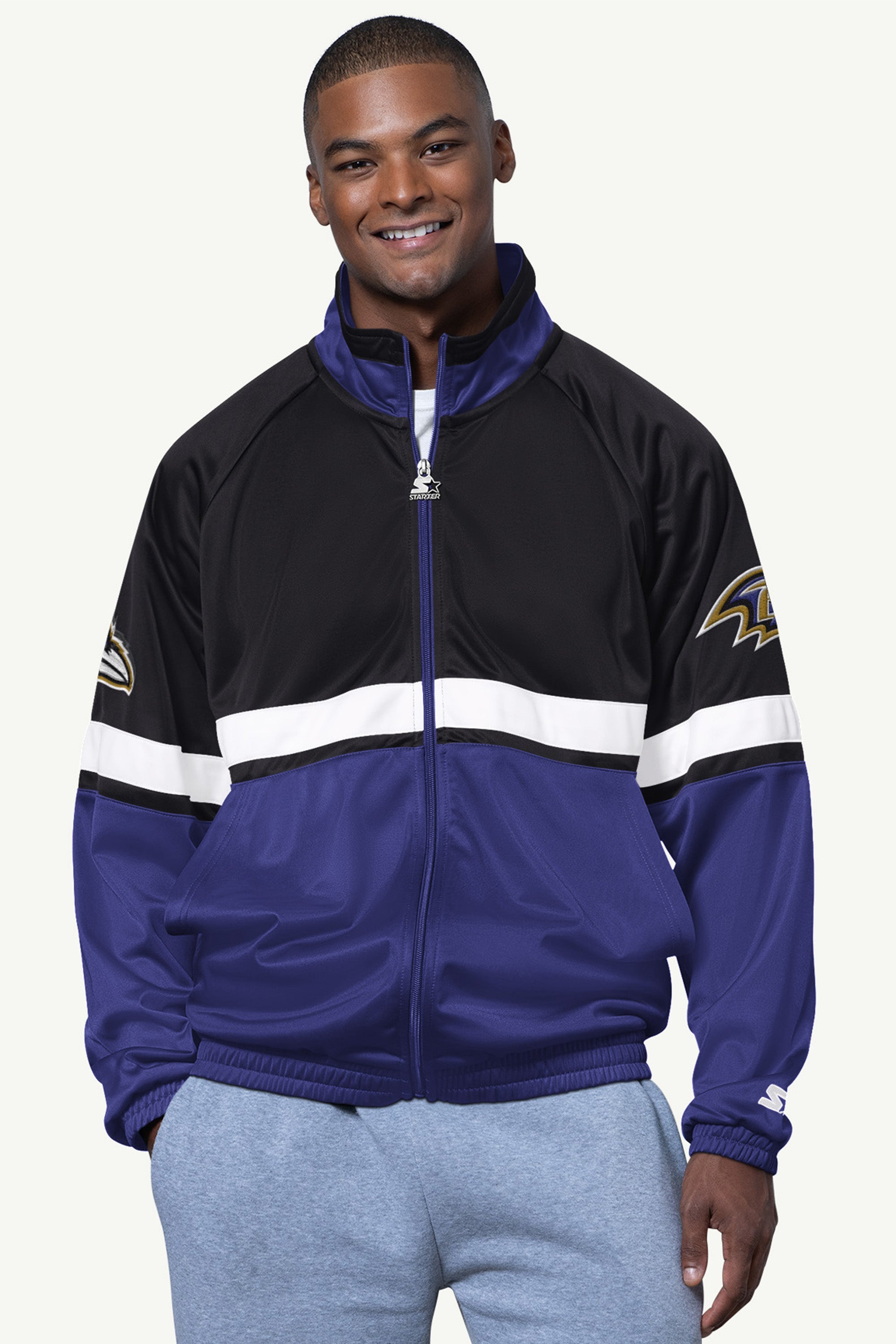MENS BALTIMORE RAVENS VETERAN TRACK JACKET View 1