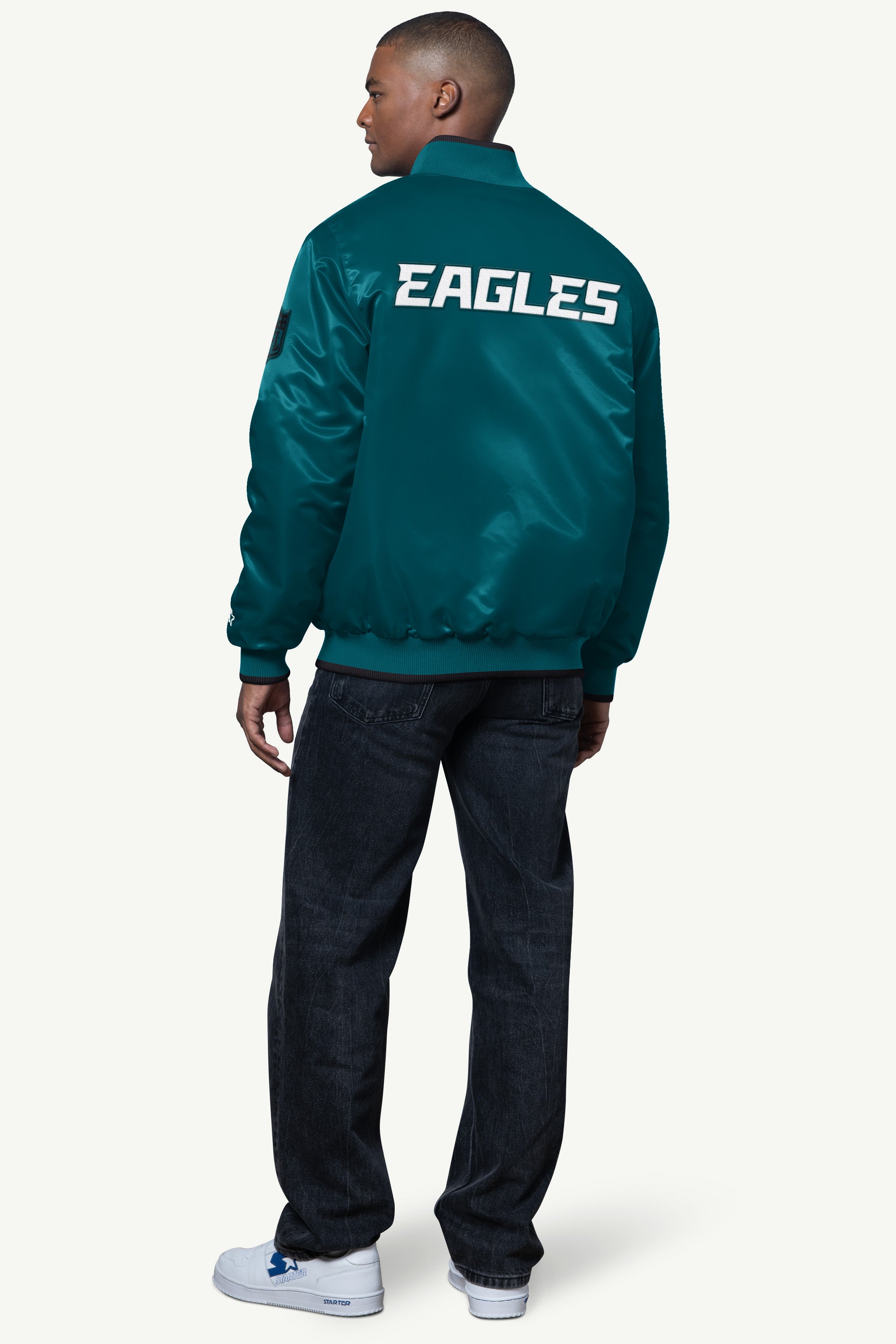 MENS PHILADELPHIA EAGLES AMBASSADOR SATIN VARSITY JACKET View 2 | NFL Playoffs