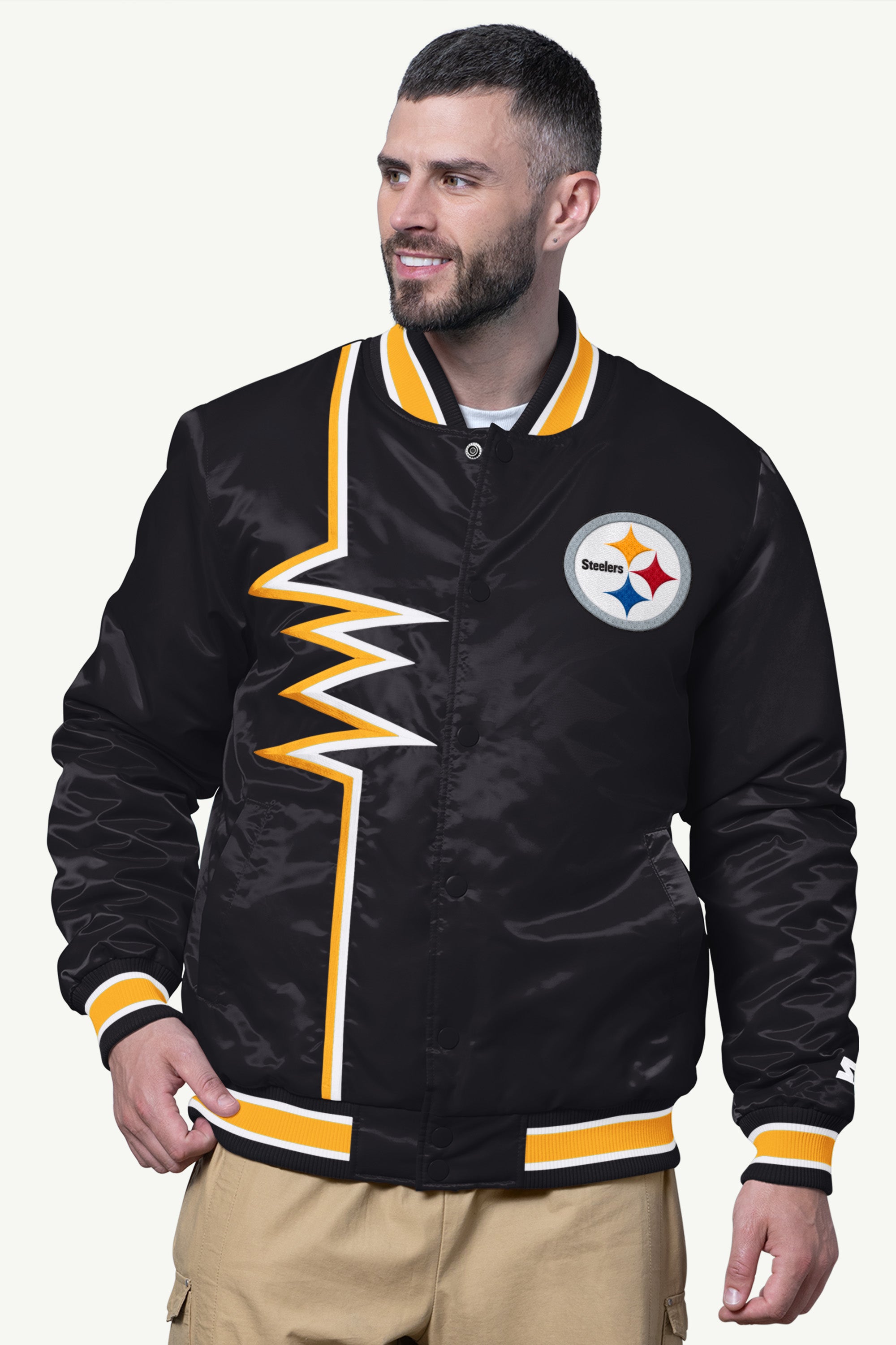 MENS PITTSBURGH STEELERS SHOCK WAVE SATIN JACKET View 1 | NFL