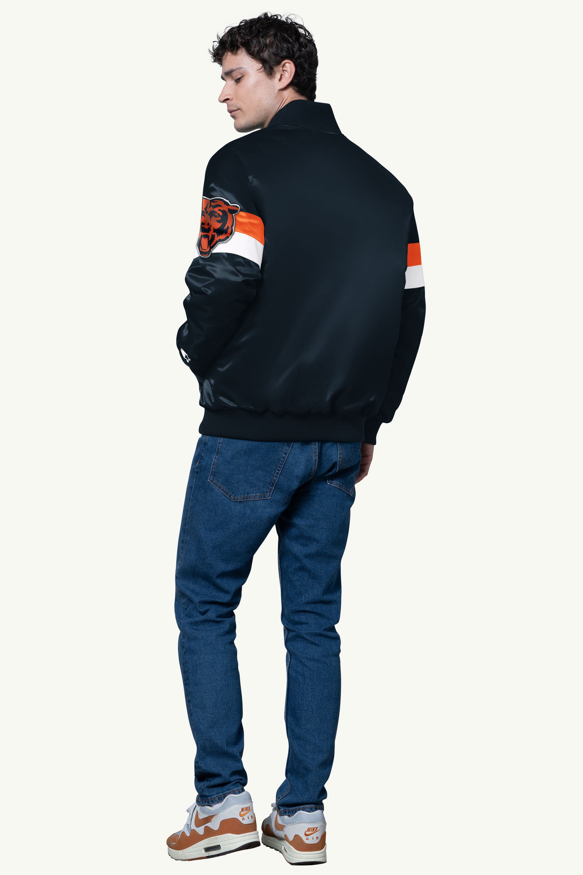 MENS CHICAGO BEARS TRIPLE OPTION SATIN VARSITY JACKET View 2