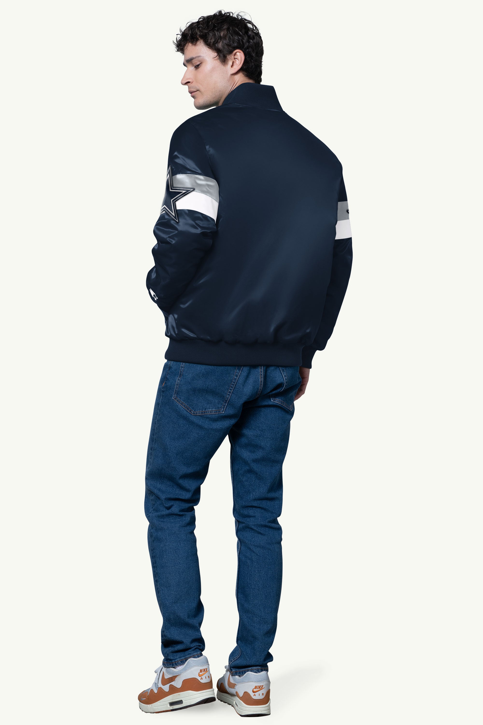 MENS DALLAS COWBOYS TRIPLE OPTION SATIN VARSITY JACKET View 2 | STARTER CLASSICS
