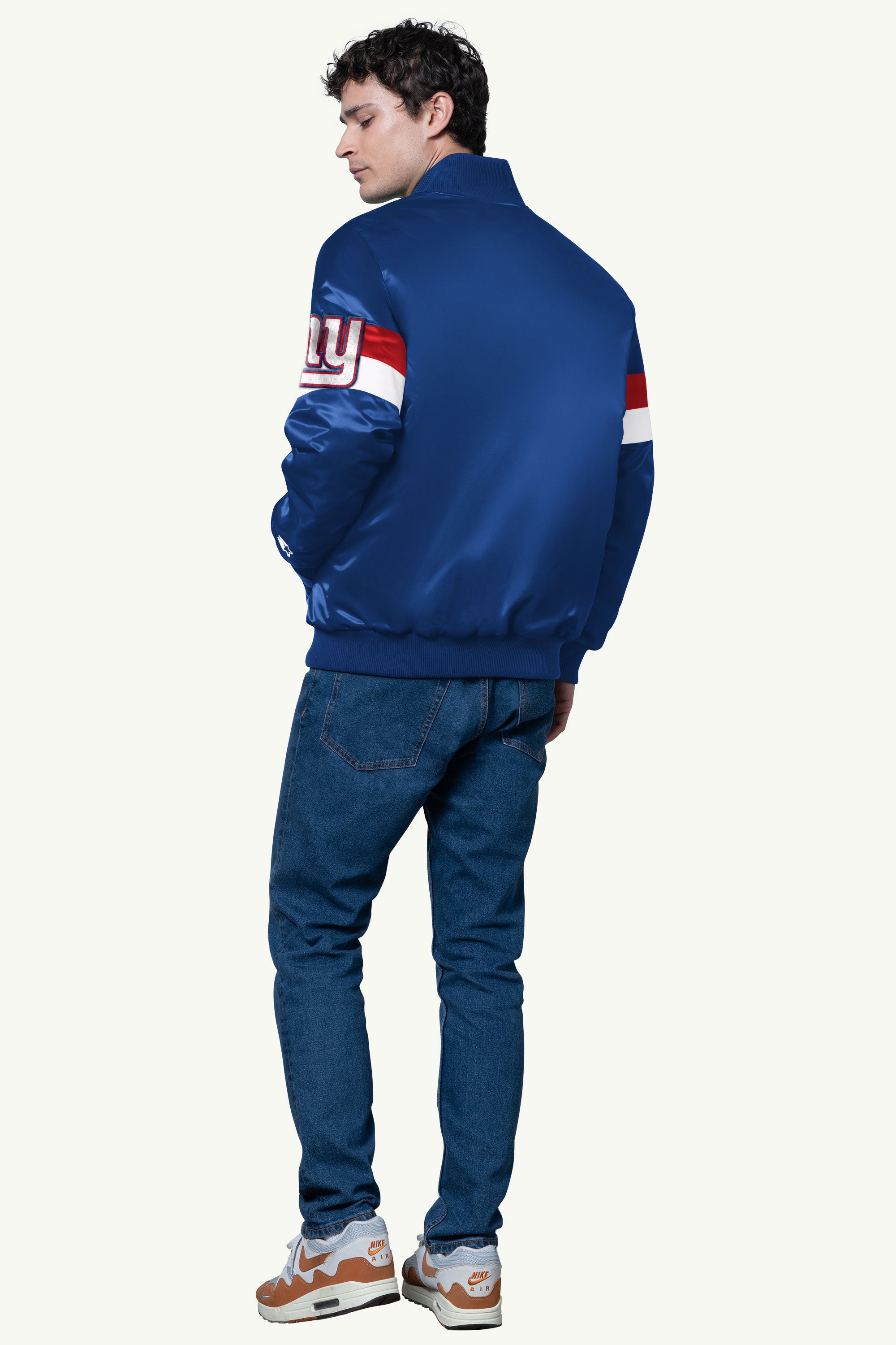 MENS NEW YORK GIANTS TRIPLE OPTION SATIN VARSITY JACKET View 2